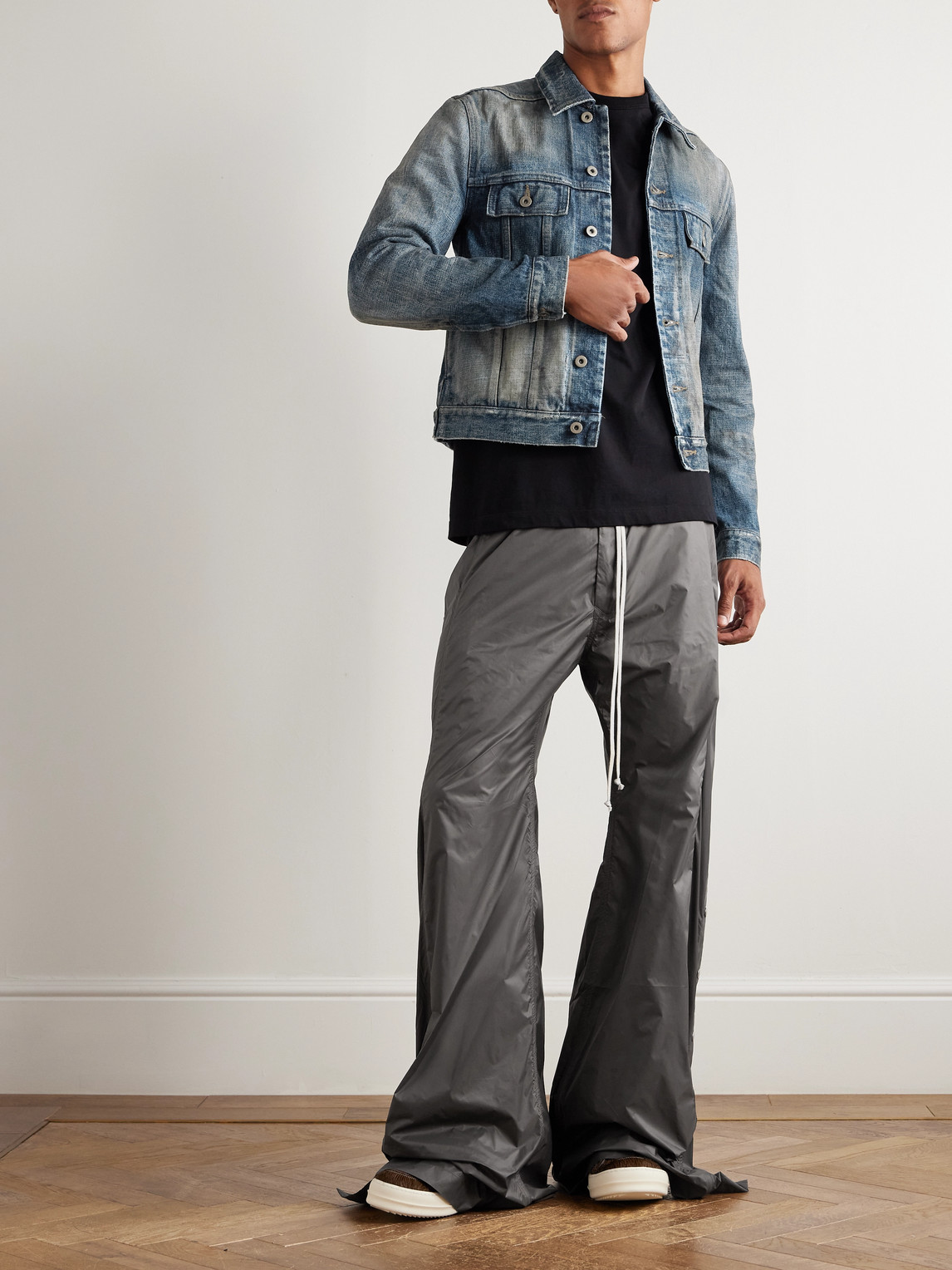Rick Owens Drkshdw Pusher Wide-leg Nylon-canvas Drawstring Trousers In Multi