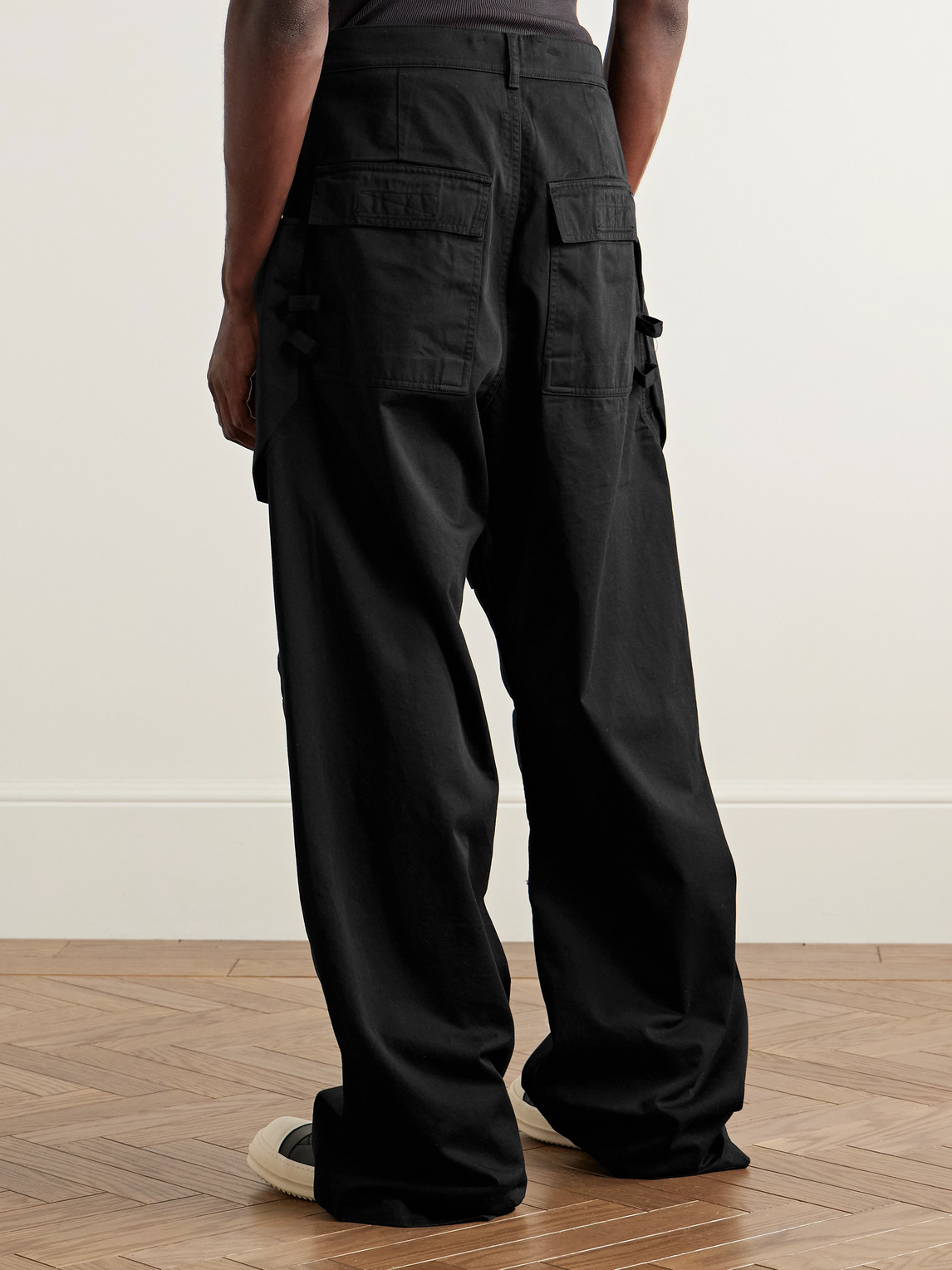Rick Owens Drkshdw Stefan Wide-leg Cotton-twill Cargo Trousers In Black