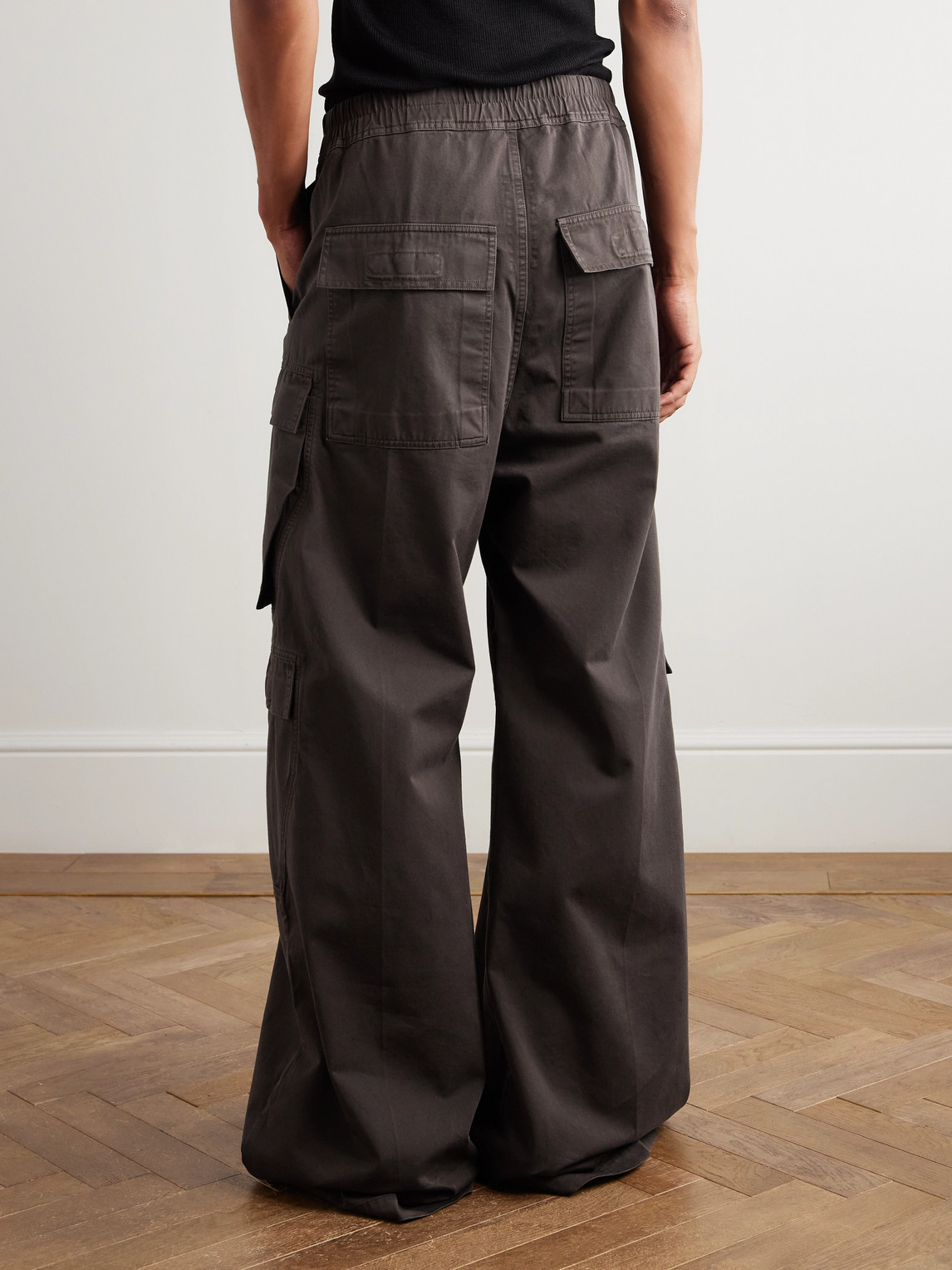 Rick Owens Drkshdw Drkshdw Wide-leg Cotton Drawstring Cargo Trousers In Brown