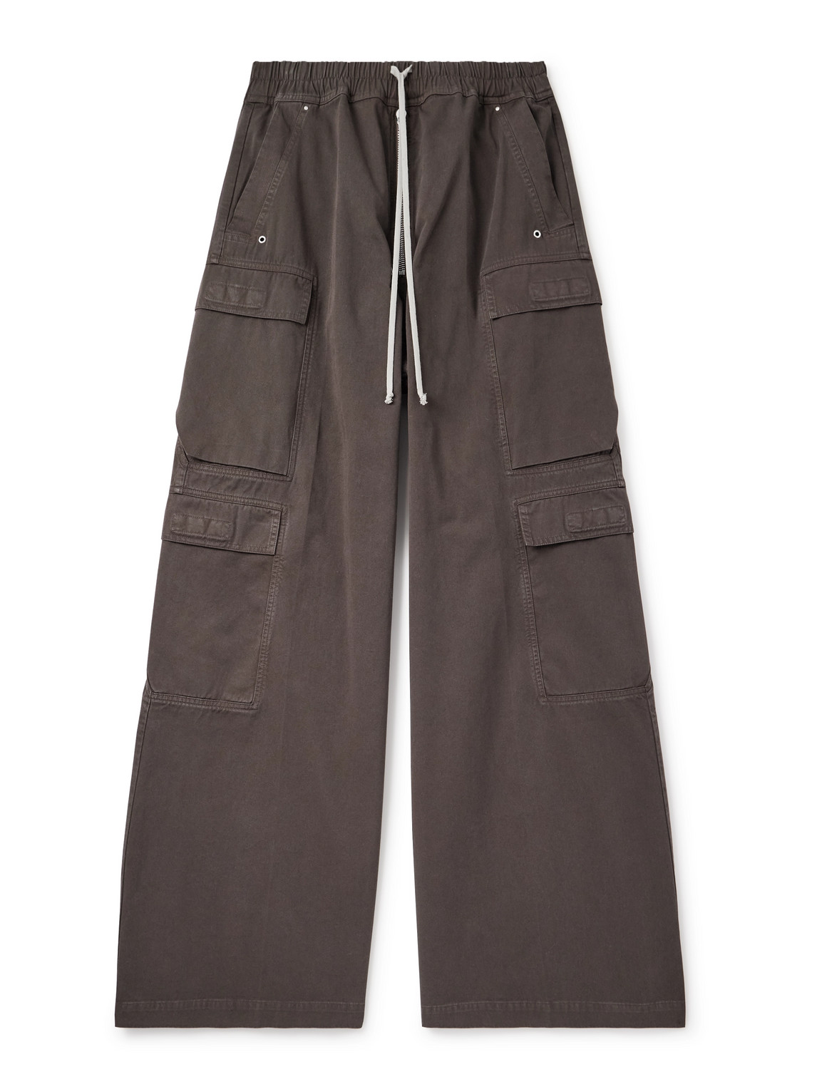 Rick Owens Drkshdw Drkshdw Wide-leg Cotton Drawstring Cargo Trousers In Brown