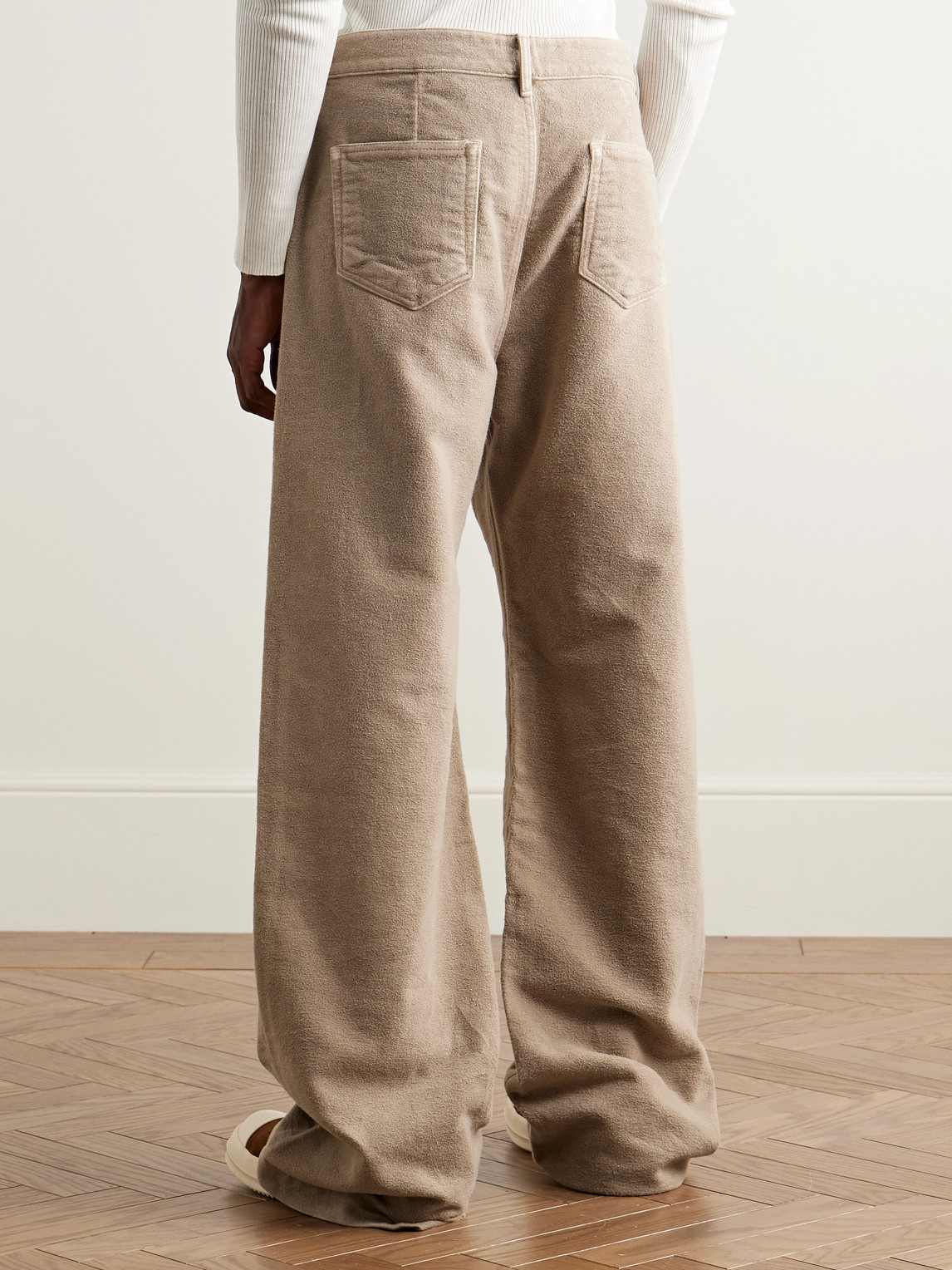 Rick Owens Drkshdw Geth Wide-leg Brushed-cotton Trousers In Brown