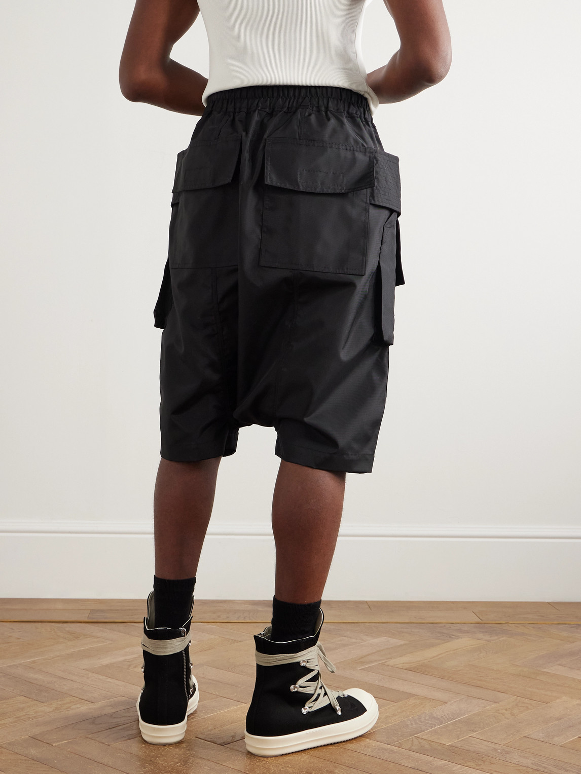 Rick Owens Drkshdw Creatch Pods Straight-leg Nylon-canvas Cargo Shorts In Black