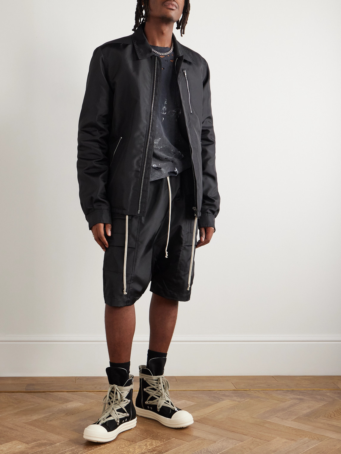 Rick Owens Drkshdw Creatch Pods Straight-leg Nylon-canvas Cargo Shorts In Black