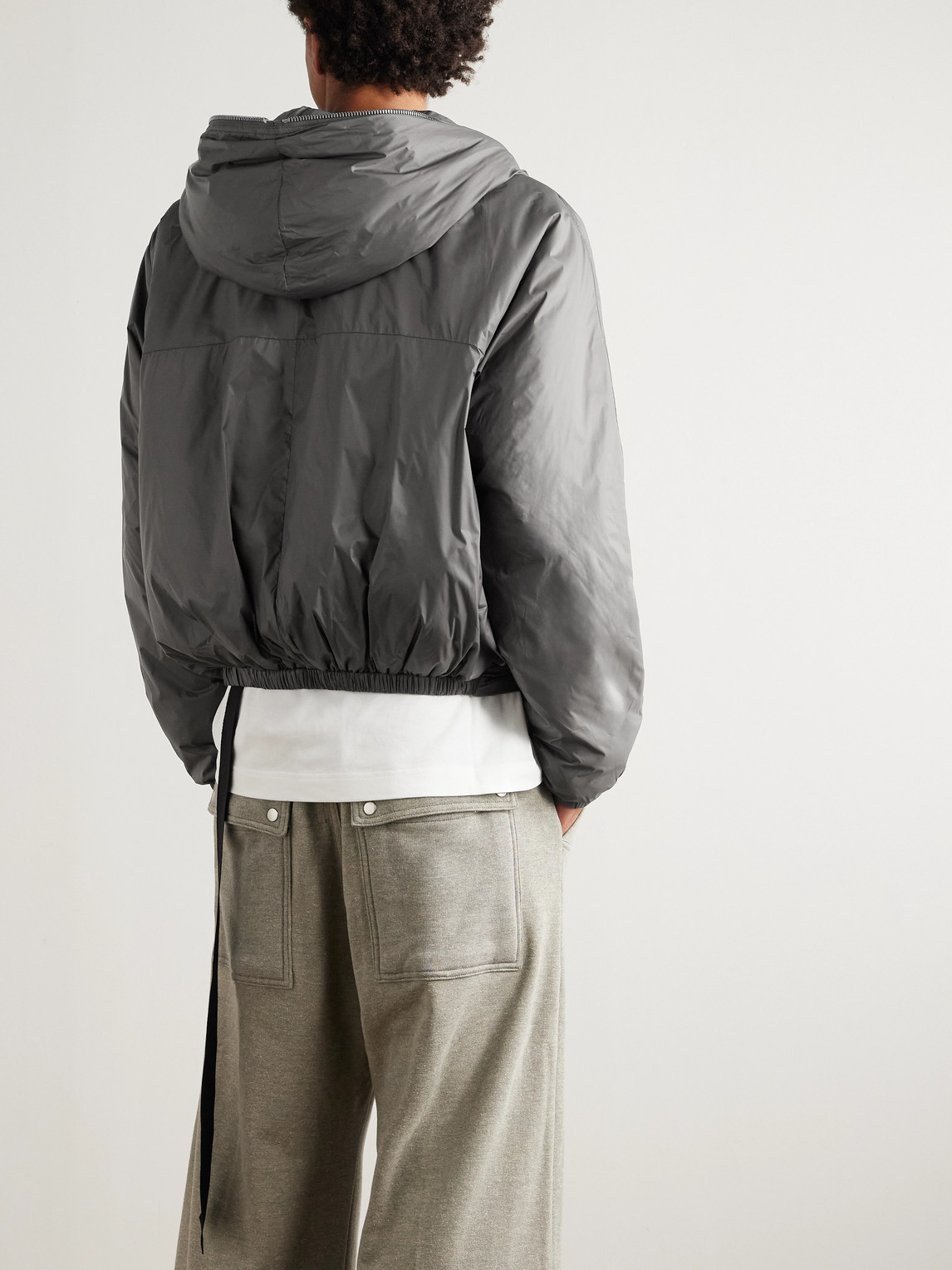 Rick Owens Drkshdw Padded Nylon Hooded Jacket In Gray