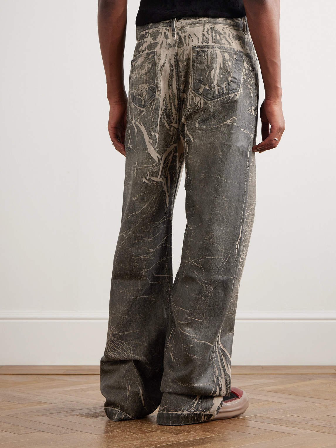 Rick Owens Drkshdw Geth Wide-leg Foil Jeans In Black
