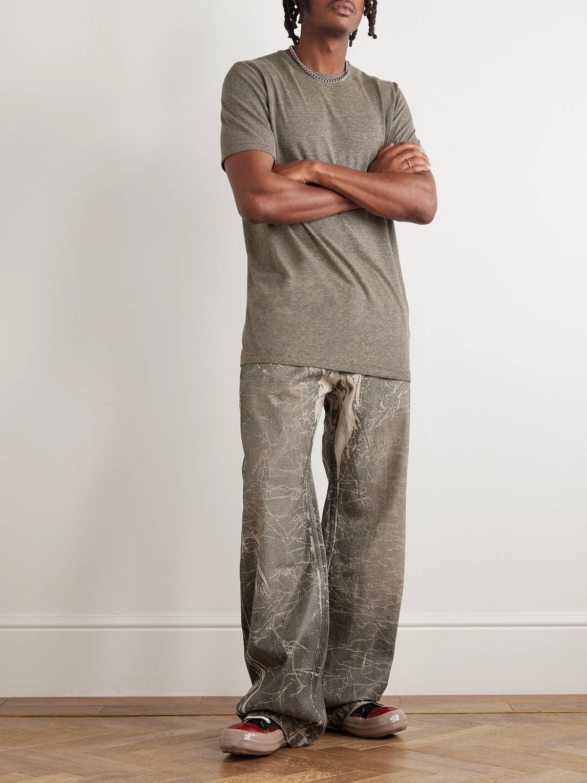 Rick Owens Drkshdw Geth Wide-leg Foil Jeans In Black