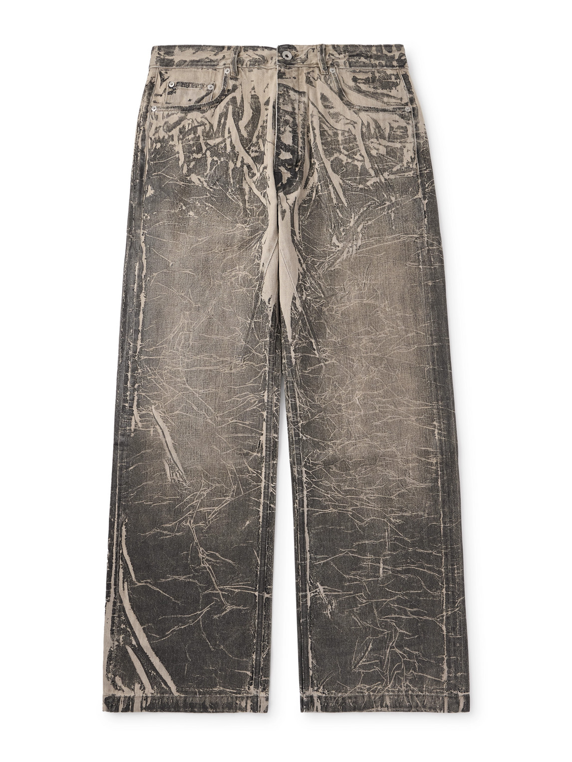 Rick Owens Drkshdw Geth Wide-leg Foil Jeans In Black