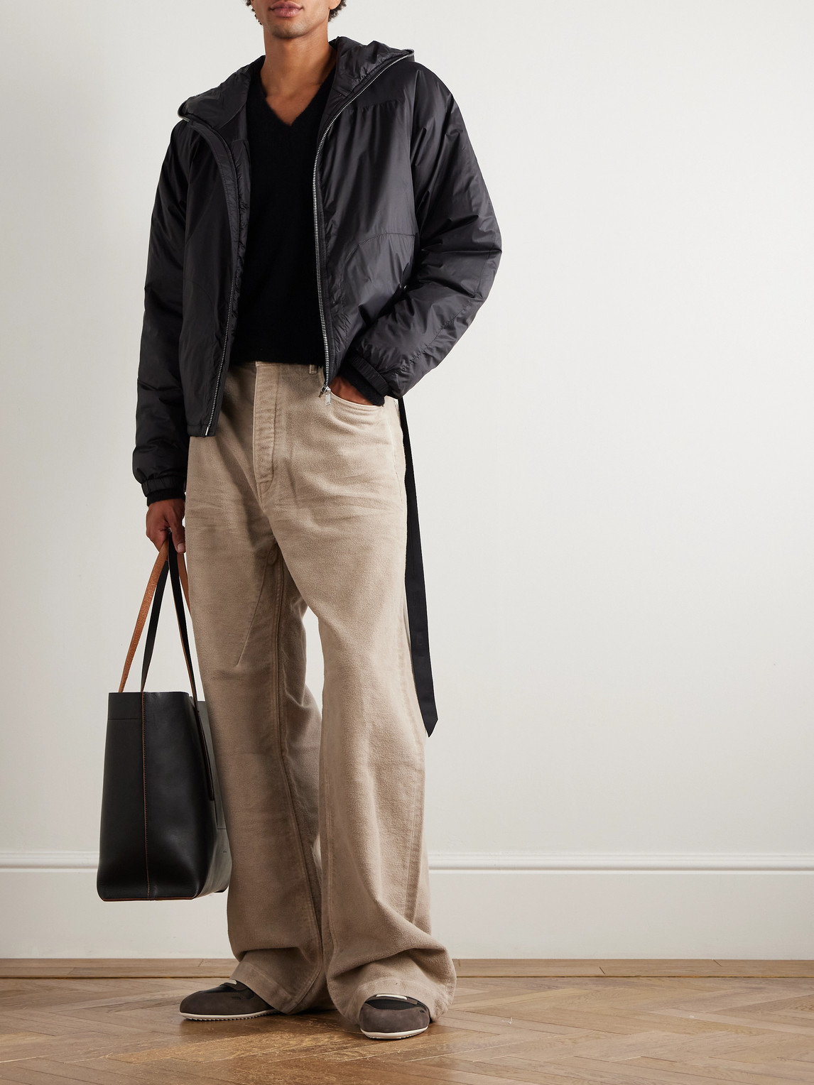 Rick Owens Drkshdw Padded Nylon Hooded Jacket In Black