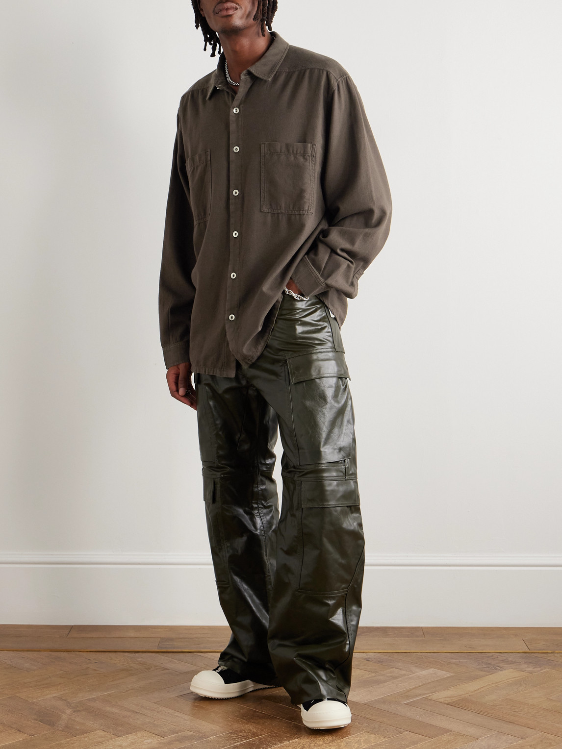 Rick Owens Drkshdw Jumbo Cotton-twill Shirt In Brown