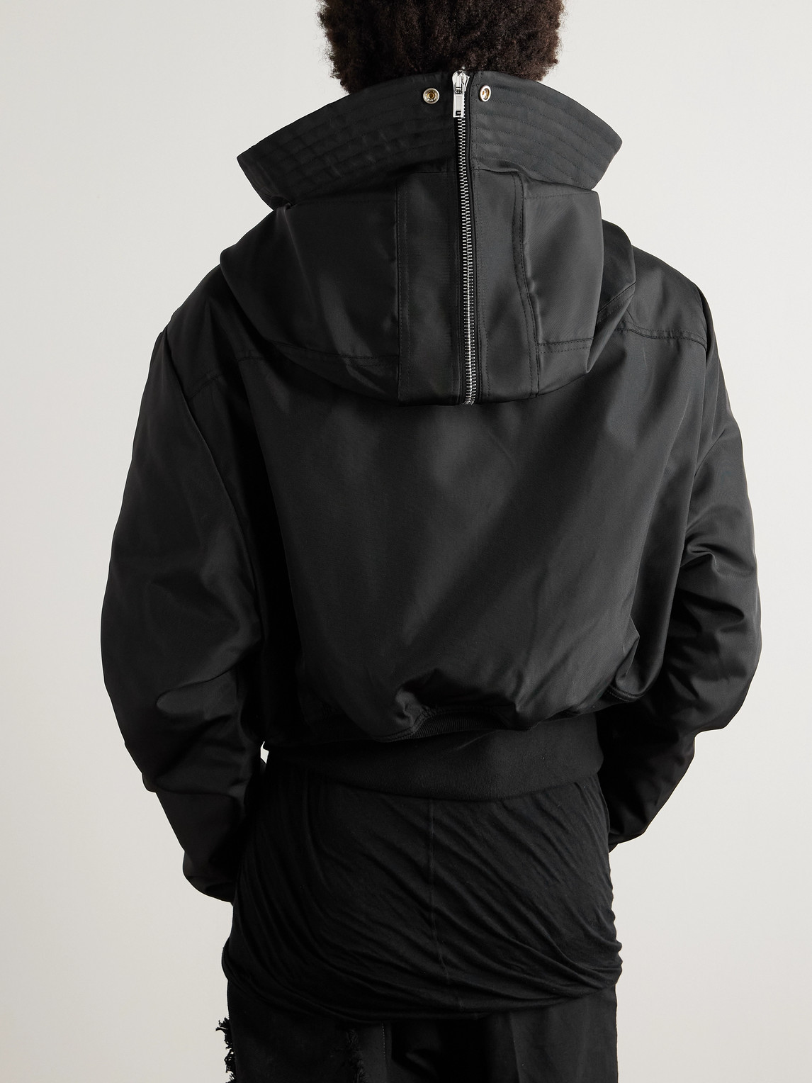 Rick Owens Drkshdw Alice Cropped Padded Nylon-canvas Hooded Bomber Jacket In Black