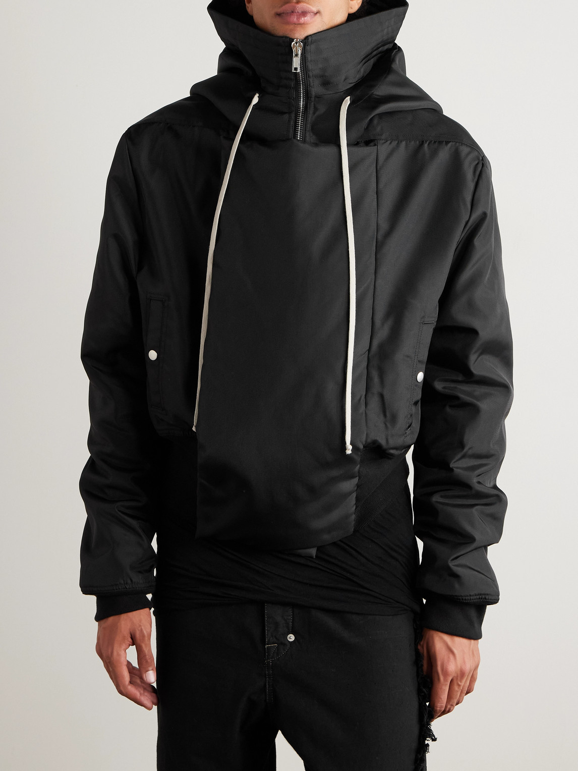 Rick Owens Drkshdw Alice Cropped Padded Nylon-canvas Hooded Bomber Jacket In Black