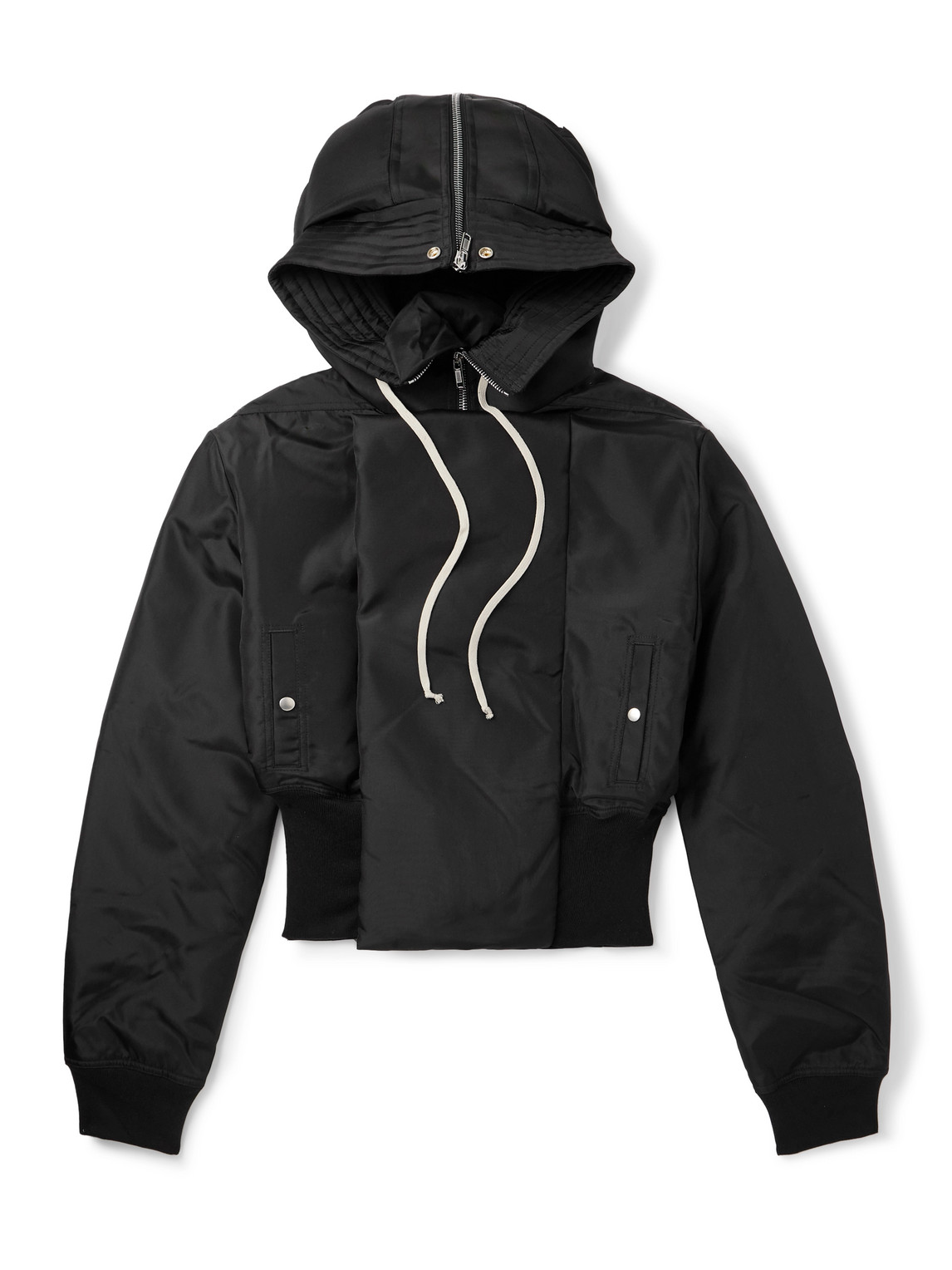 Rick Owens Drkshdw Alice Cropped Padded Nylon-canvas Hooded Bomber Jacket In Black