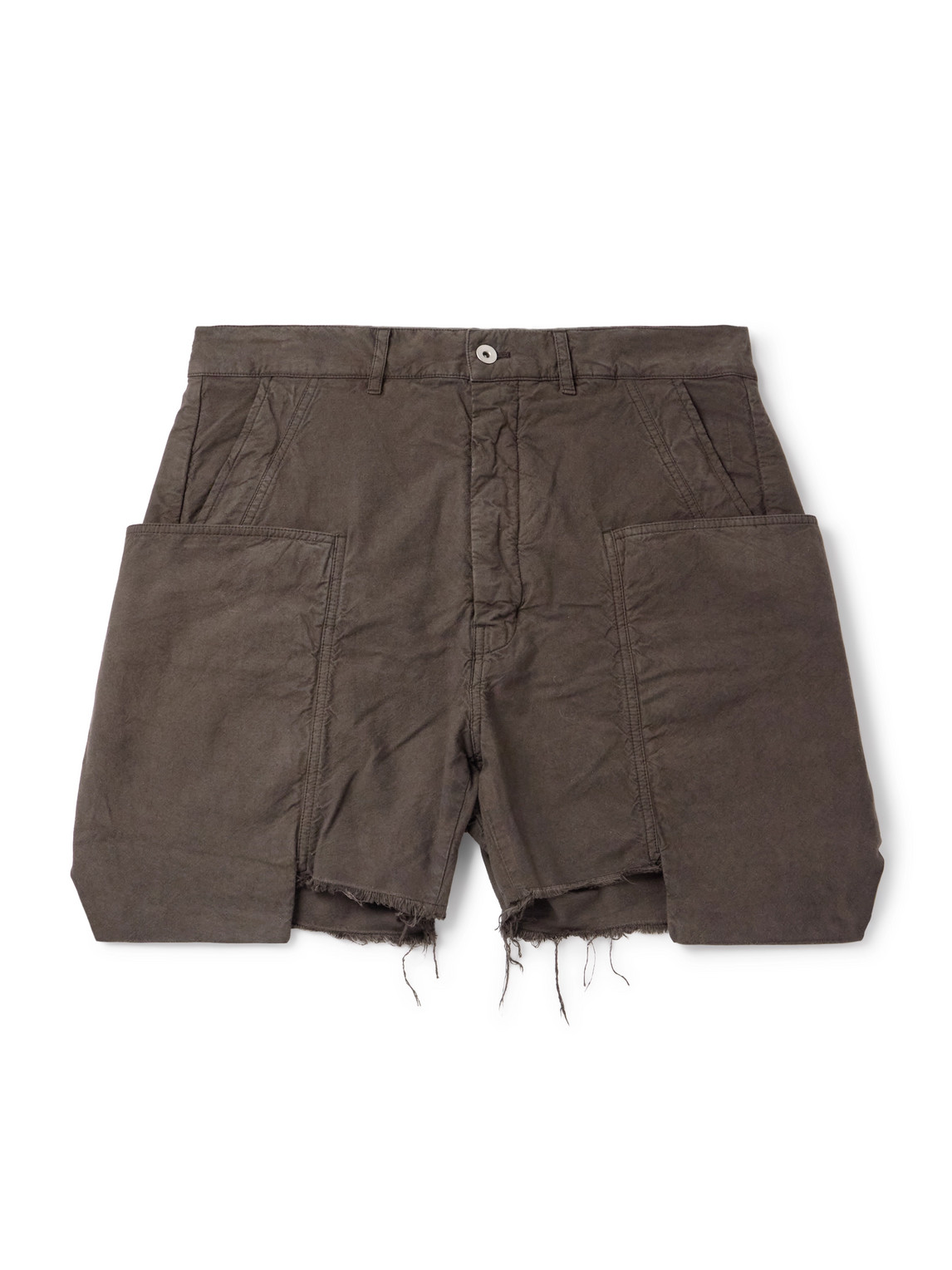 Rick Owens Drkshdw Stefan Straight-leg Distressed Cotton Cargo Shorts In Brown