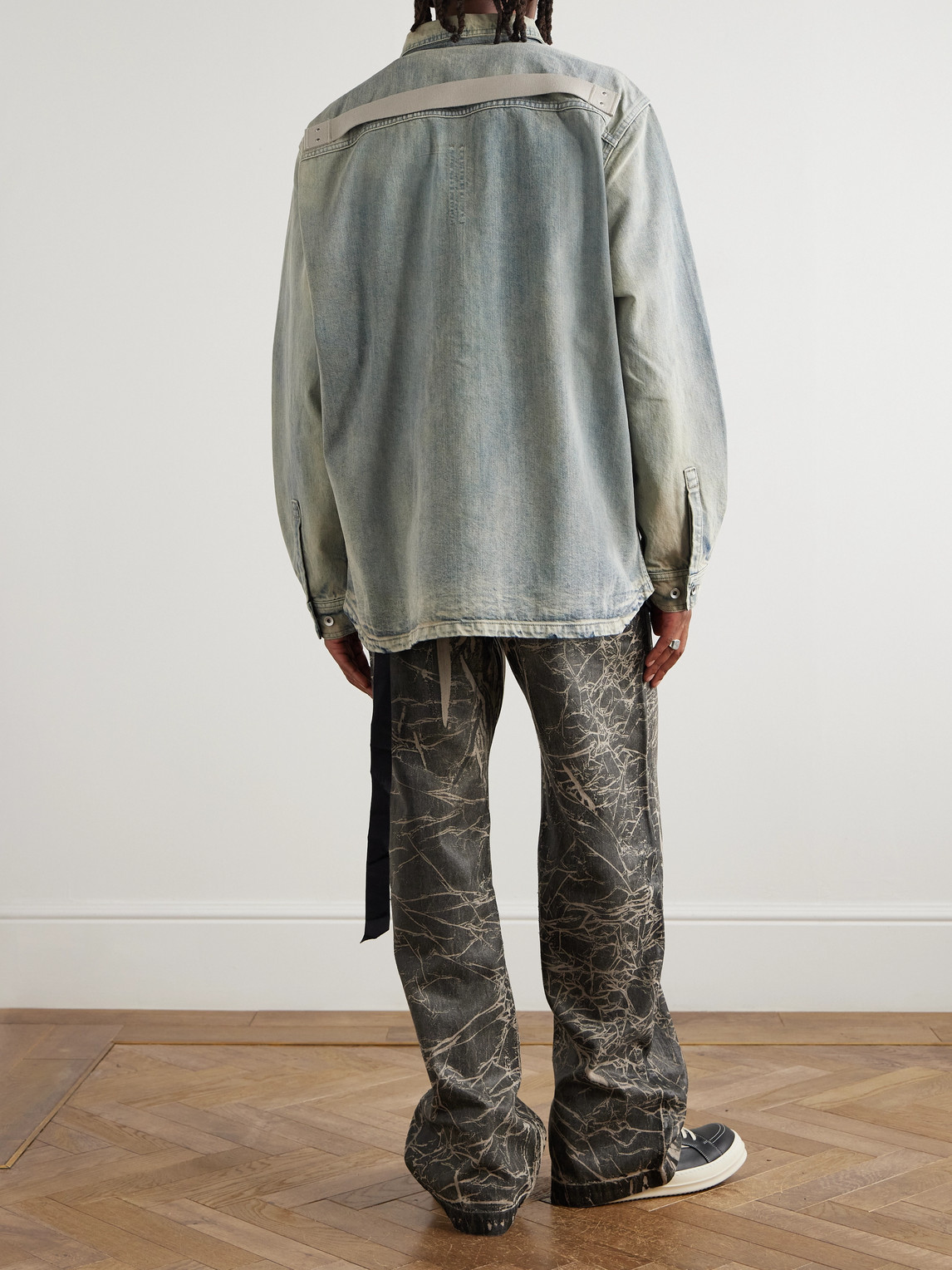 Rick Owens Drkshdw Denim Jumbo Overshirt In Gray