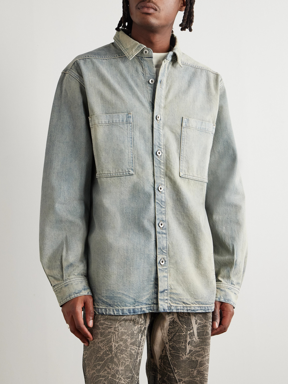 Rick Owens Drkshdw Denim Jumbo Overshirt In Gray