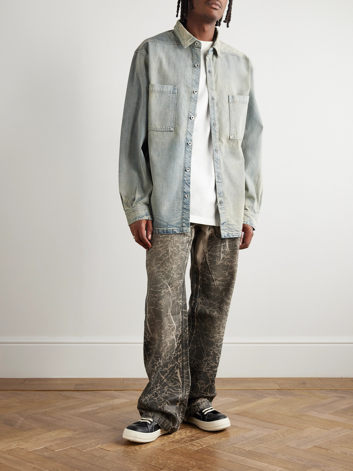 Rick Owens Drkshdw Denim Jumbo Overshirt In Gray