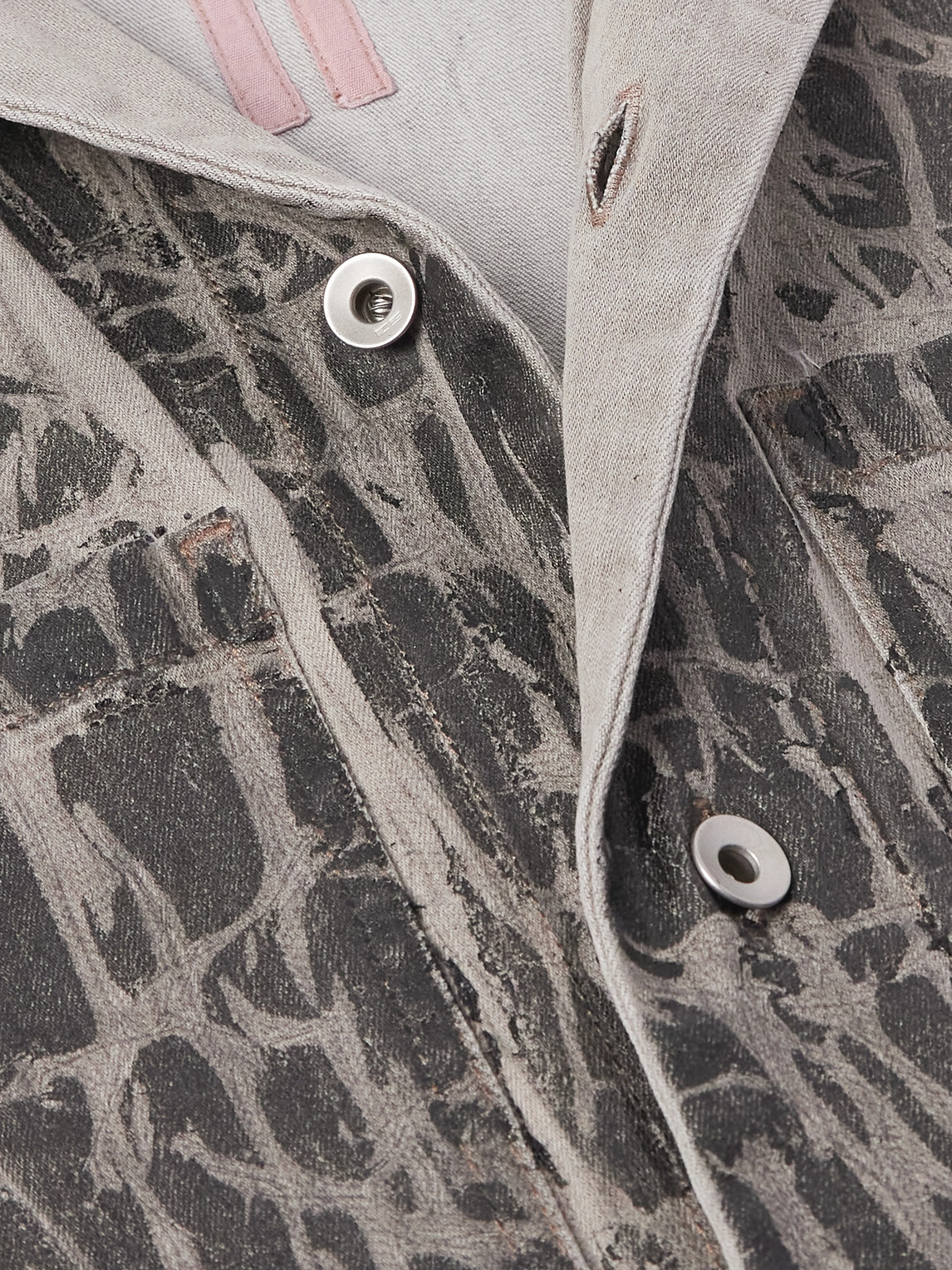 Rick Owens Drkshdw Magnum Tommy Foil-coated Denim Shirt In Gray