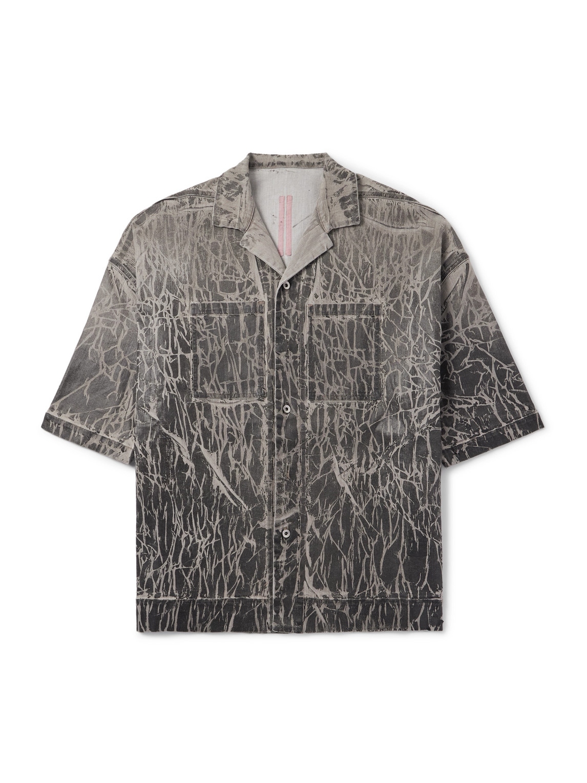 Rick Owens Drkshdw Magnum Tommy Foil-coated Denim Shirt In Black