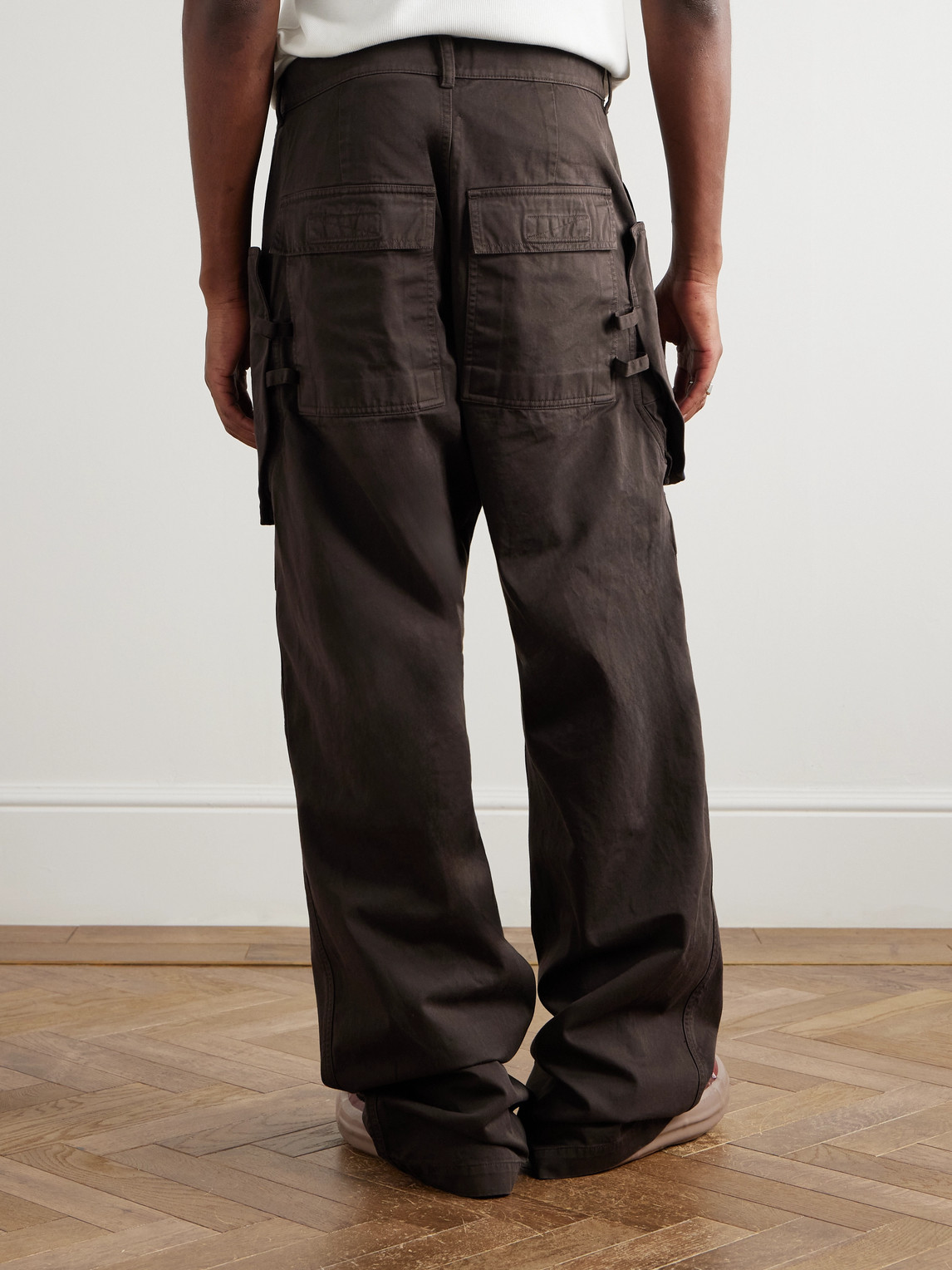 Rick Owens Drkshdw Stefan Wide-leg Cotton-twill Cargo Trousers In Brown