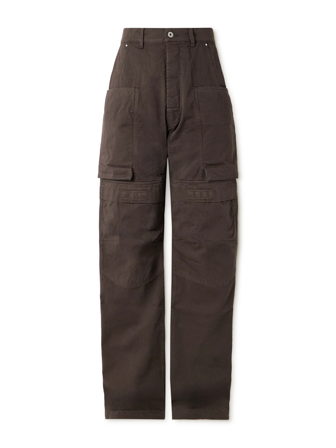 Rick Owens Drkshdw Stefan Wide-leg Cotton-twill Cargo Trousers In Brown