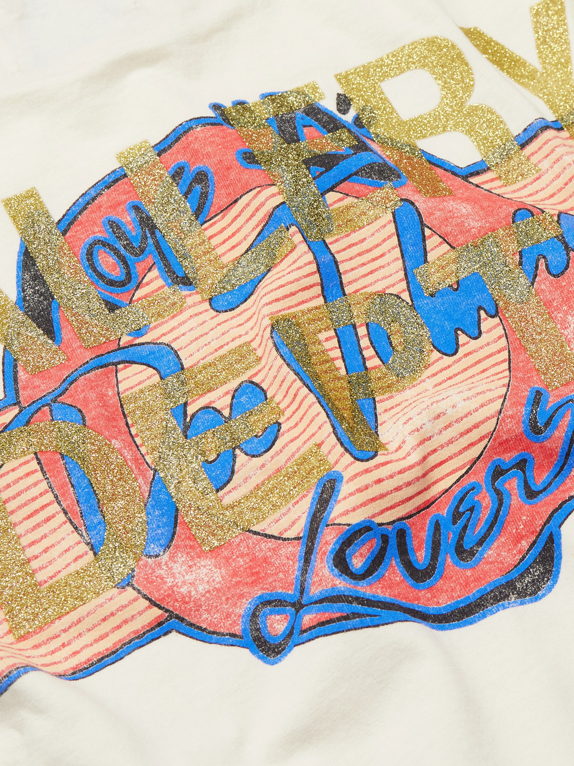 Gallery Dept. Doc Johnson Toys 4 Love Glittered Printed Cotton-jersey T-shirt In Neutral