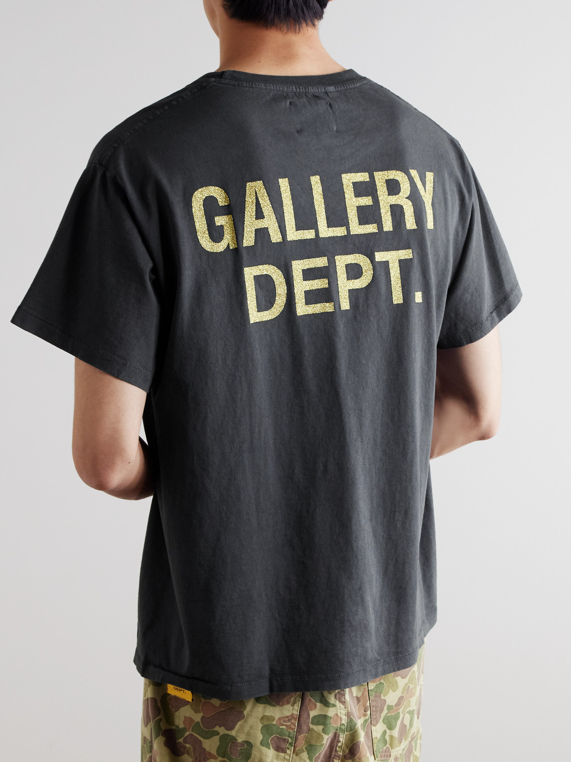 Gallery Dept. Paparazzi Crystal-embellished Glittered Printed Cotton-jersey T-shirt In Gray