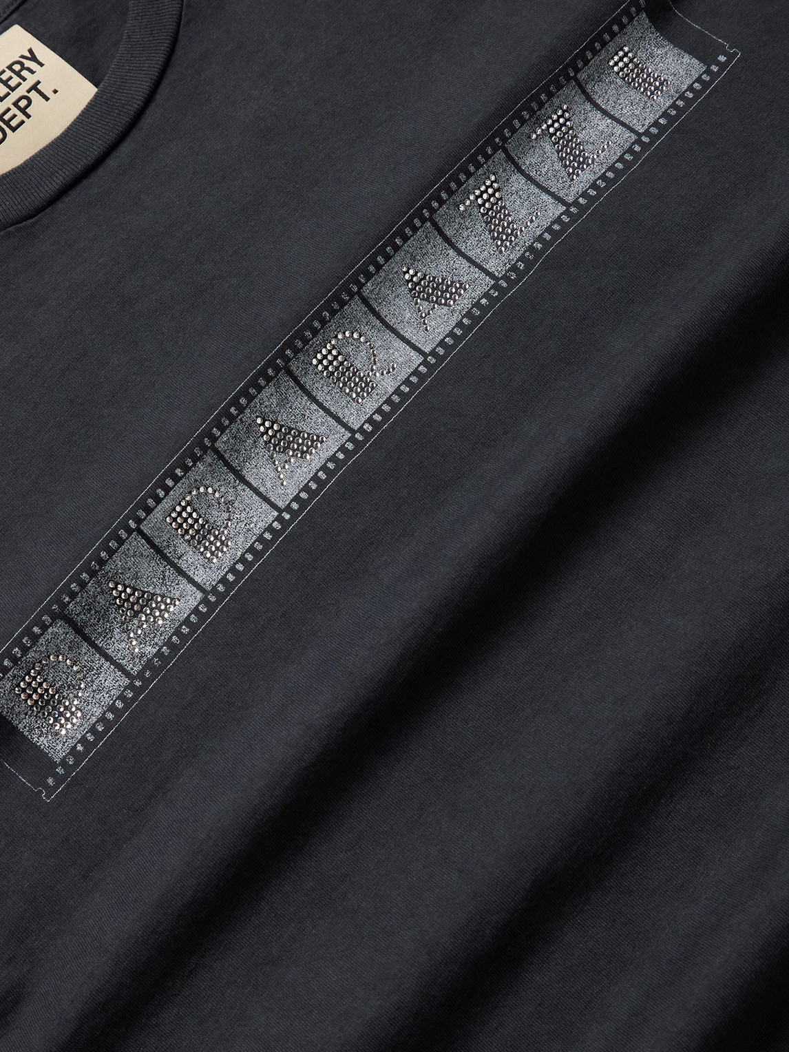 Gallery Dept. Paparazzi Crystal-embellished Glittered Printed Cotton-jersey T-shirt In Gray