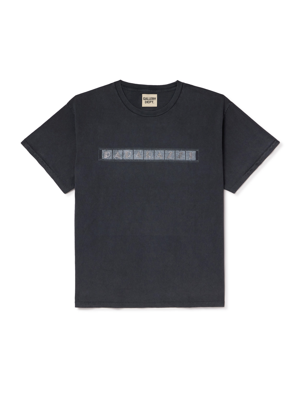 Gallery Dept. Paparazzi Crystal-embellished Glittered Printed Cotton-jersey T-shirt In Gray