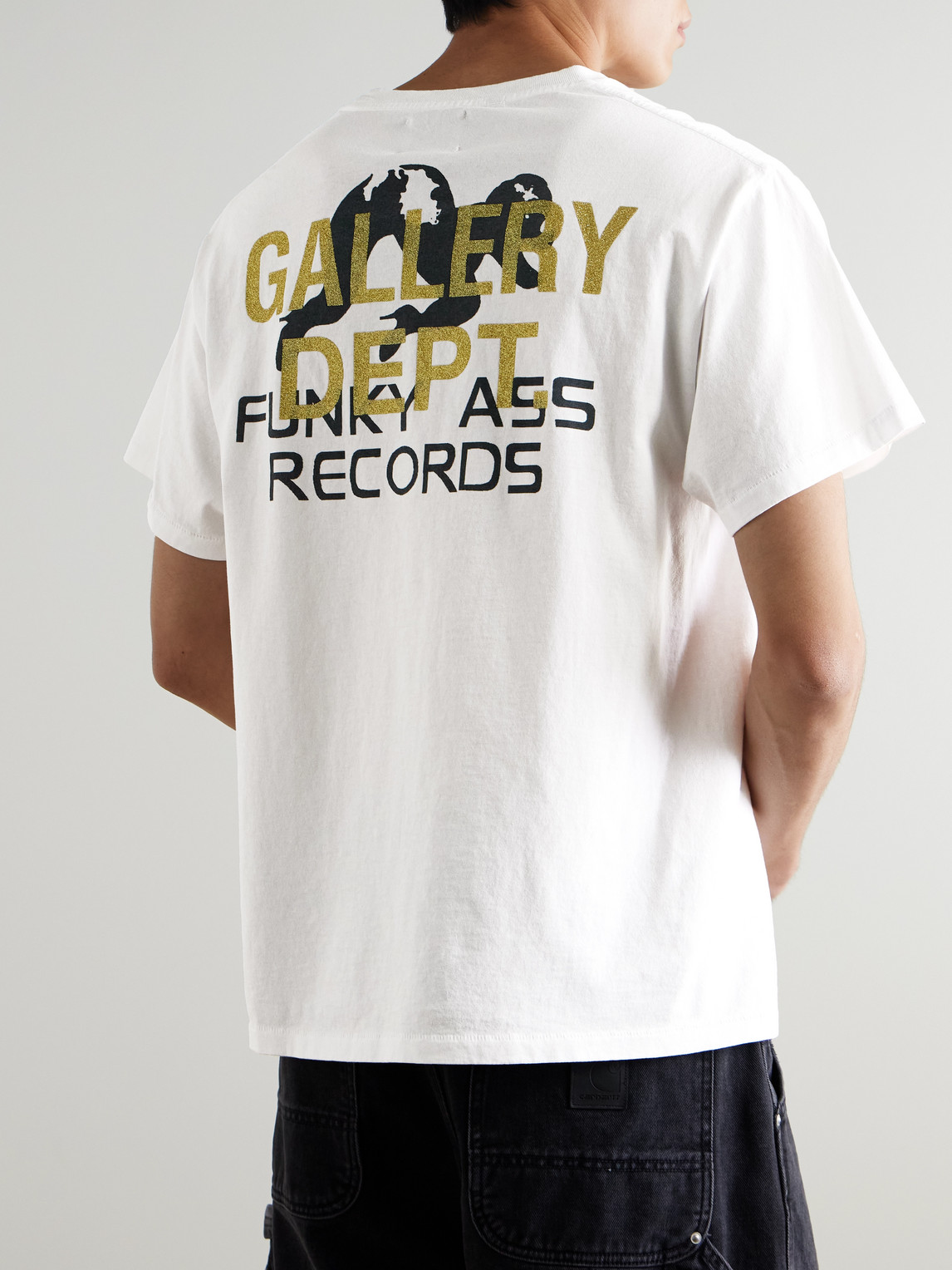 Gallery Dept. Funky Ass Records Glittered Printed Cotton-jersey T-shirt In Multi