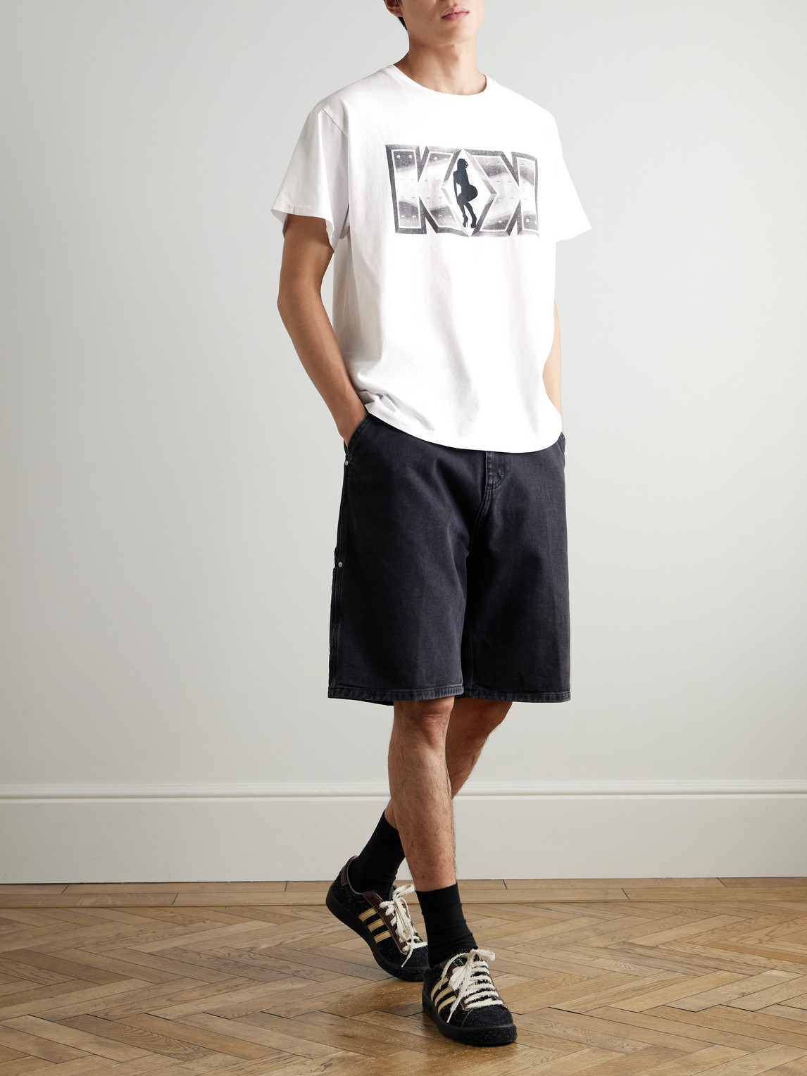 Gallery Dept. Funky Ass Records Glittered Printed Cotton-jersey T-shirt In Multi