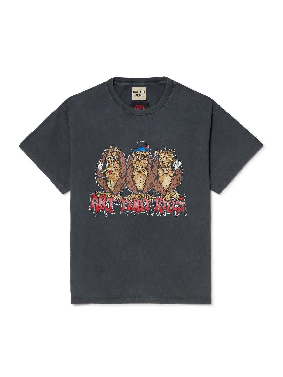 Gallery Dept. See No Evil Glittered Printed Cotton-jersey T-shirt In Black