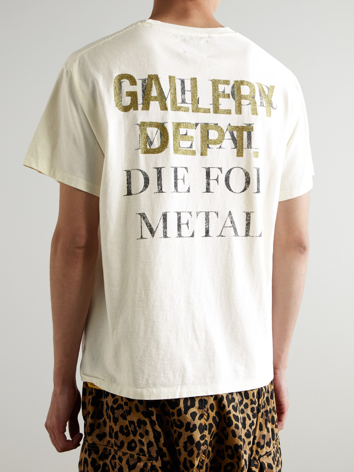 Gallery Dept. Live For Metal Glittered Printed Cotton-jersey T-shirt In Neutral