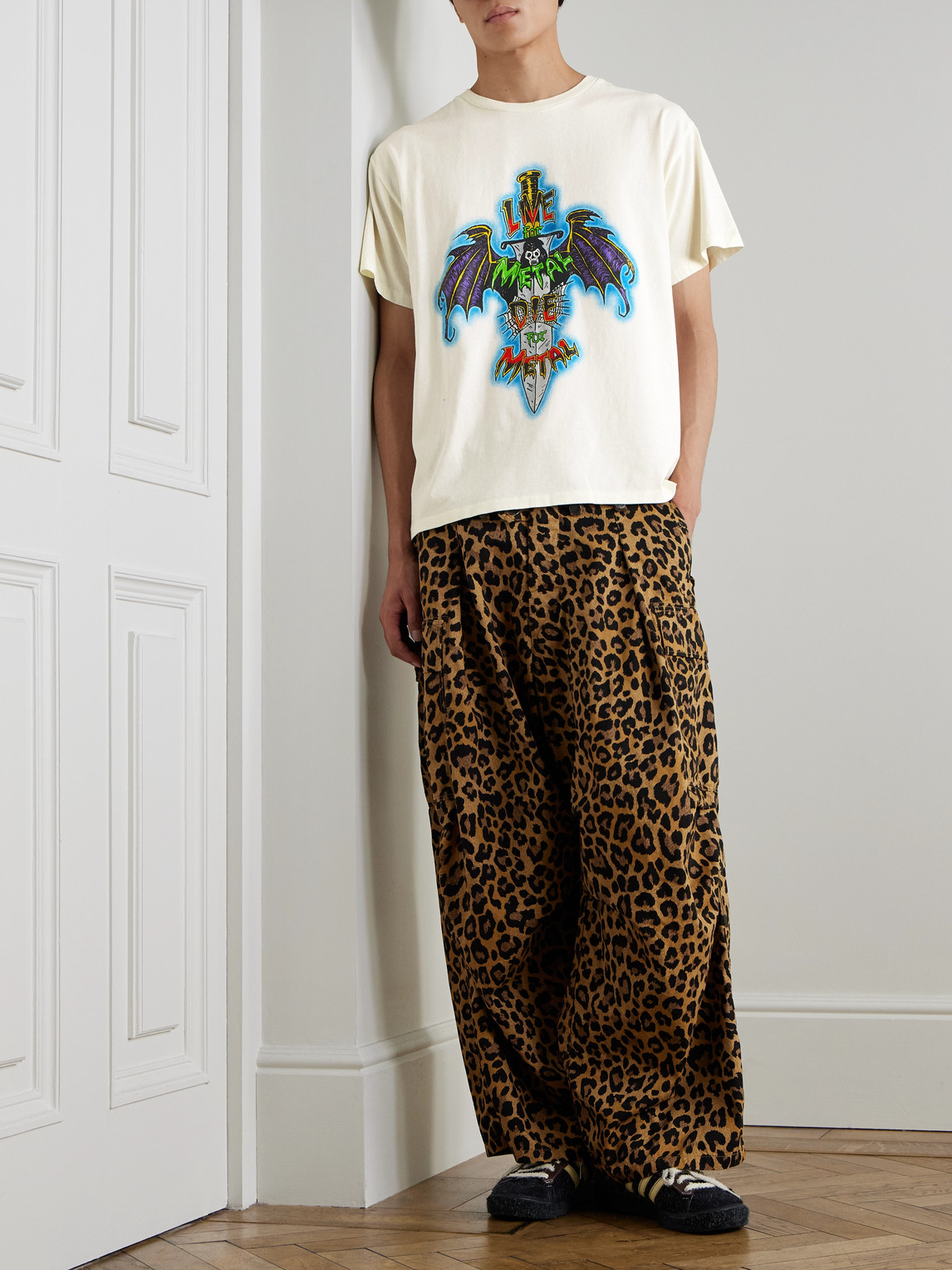 Gallery Dept. Live For Metal Glittered Printed Cotton-jersey T-shirt In Neutral