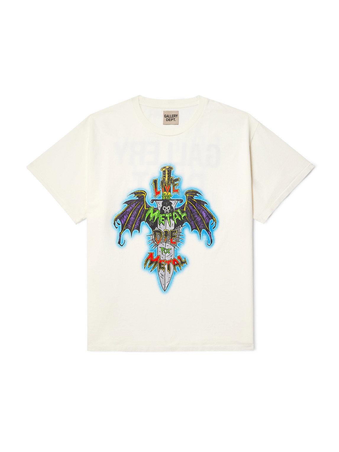 Gallery Dept. Live For Metal Glittered Printed Cotton-jersey T-shirt In Neutral