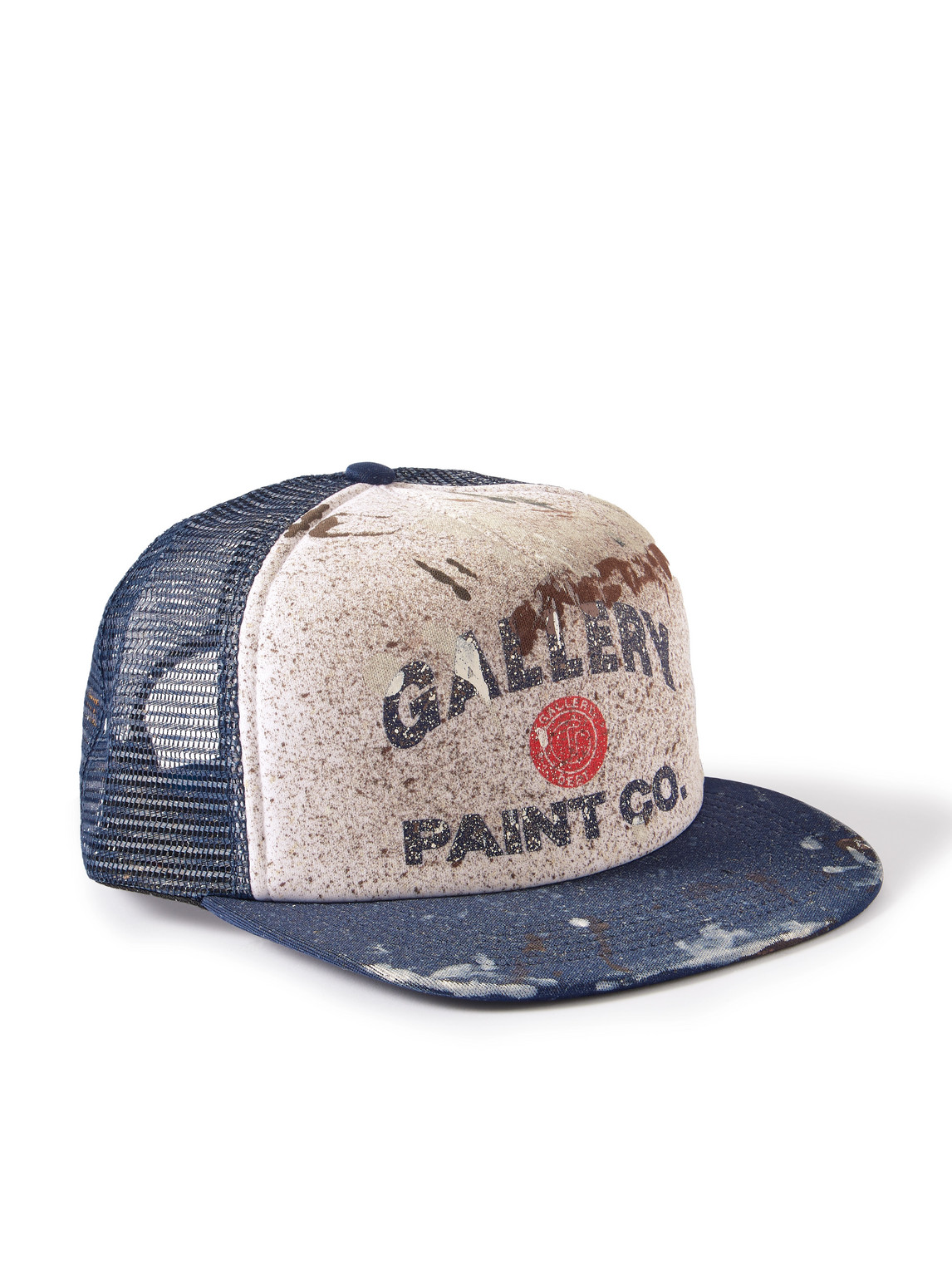 Gallery Dept. Alex Paint-splattered Logo-print Canvas And Mesh Trucker Cap In Blue