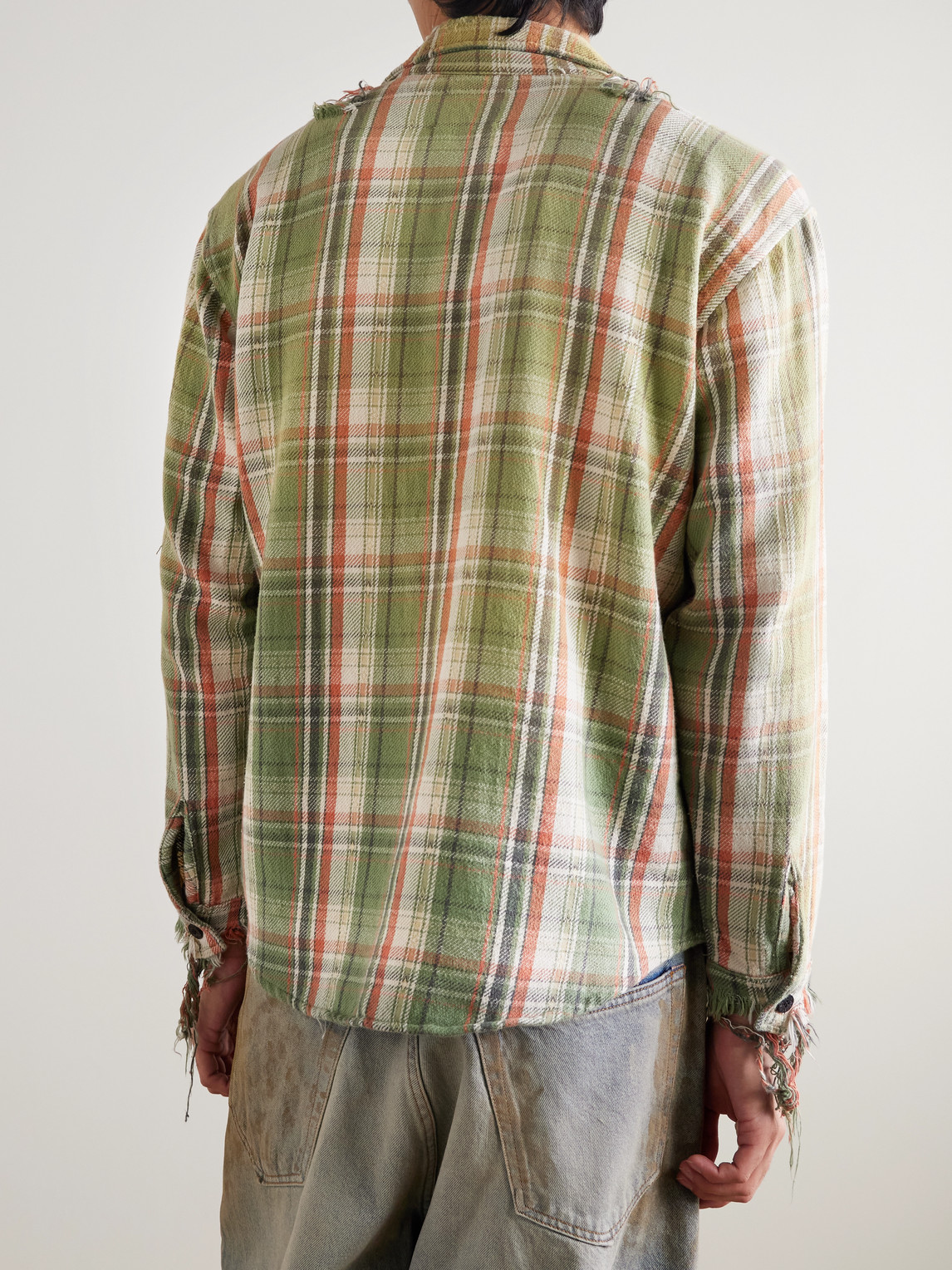 Gallery Dept. Mens Light Green Marley Plaid-print Cotton Flannel Shirt In Green