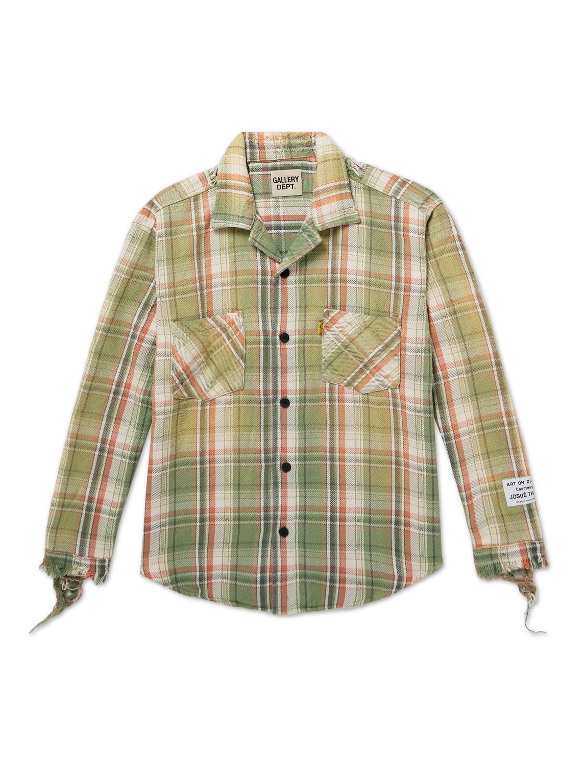 Gallery Dept. Mens Light Green Marley Plaid-print Cotton Flannel Shirt In Green