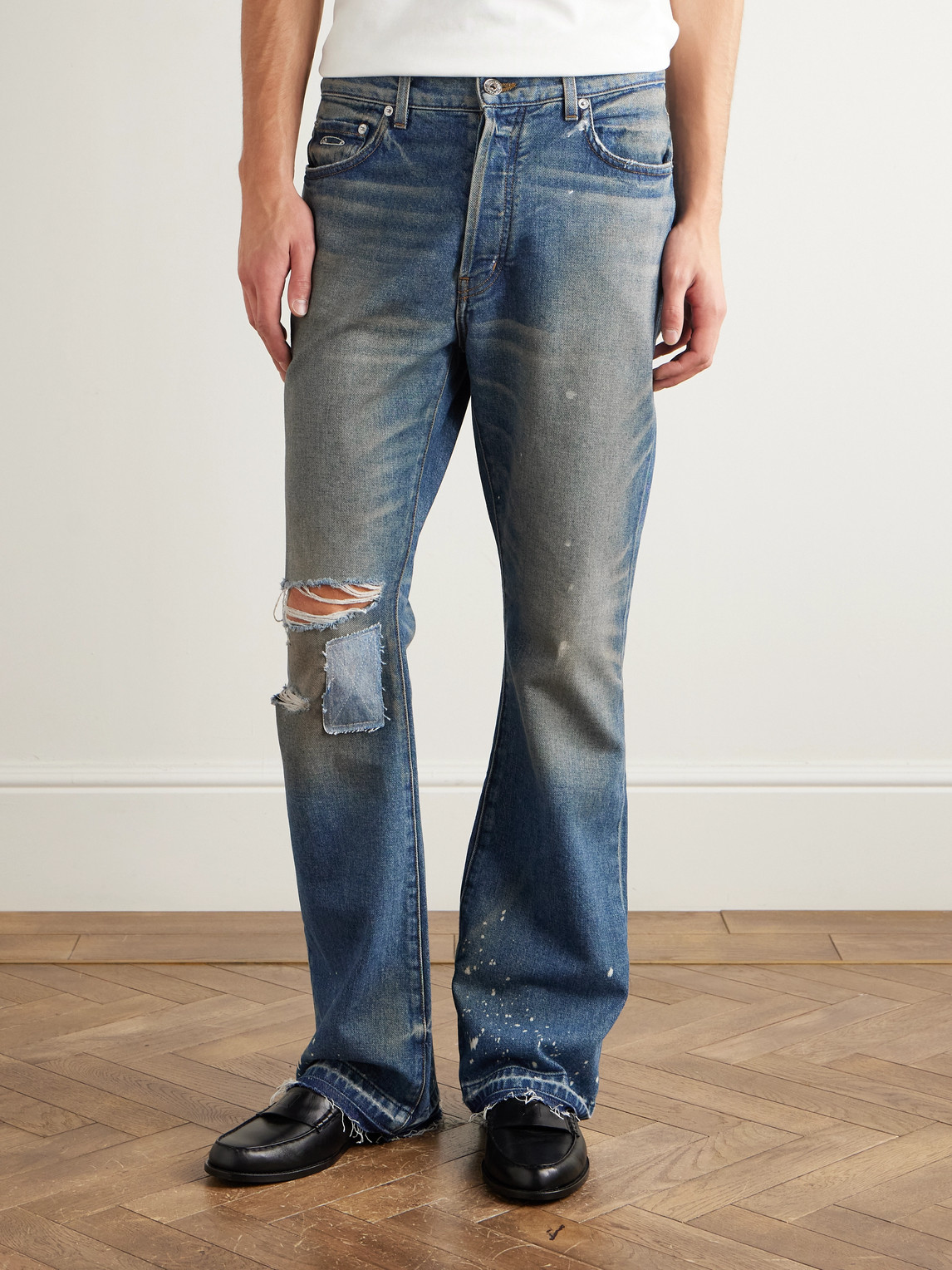  Gallery Dept. - Dagger Bootcut Distressed Patchwork Jeans - Men - Blue - Uk/us 30 
