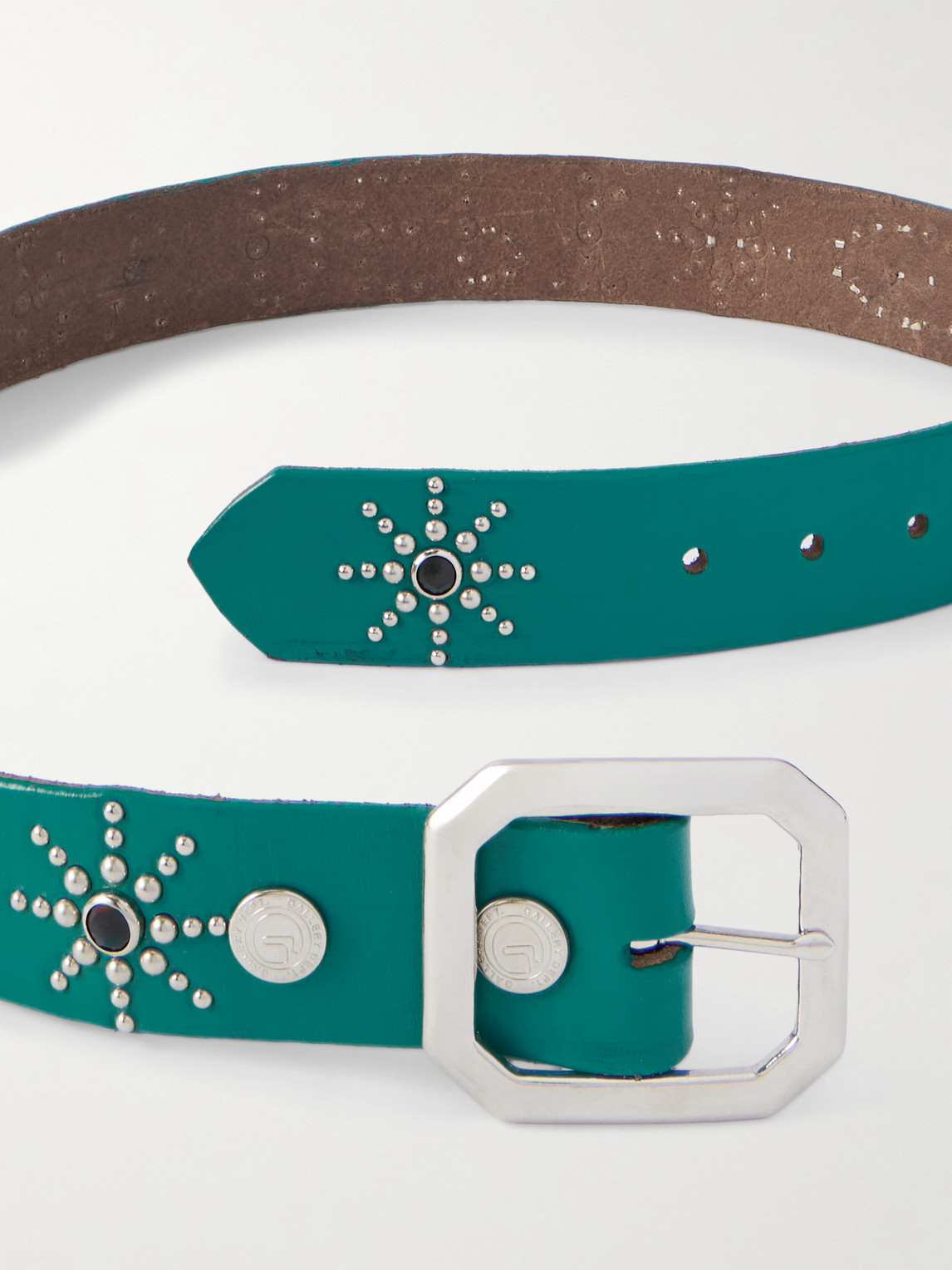 Gallery Dept. Croc-effect Trimmed Studded Leather Belt In Blue