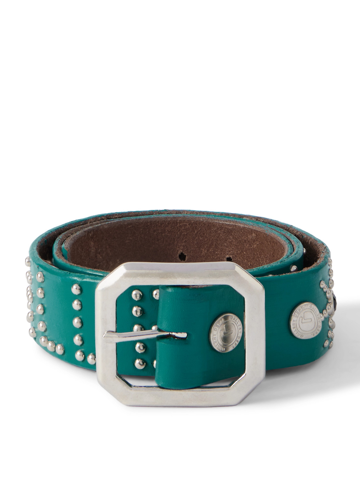 Gallery Dept. Croc-effect Trimmed Studded Leather Belt In Blue