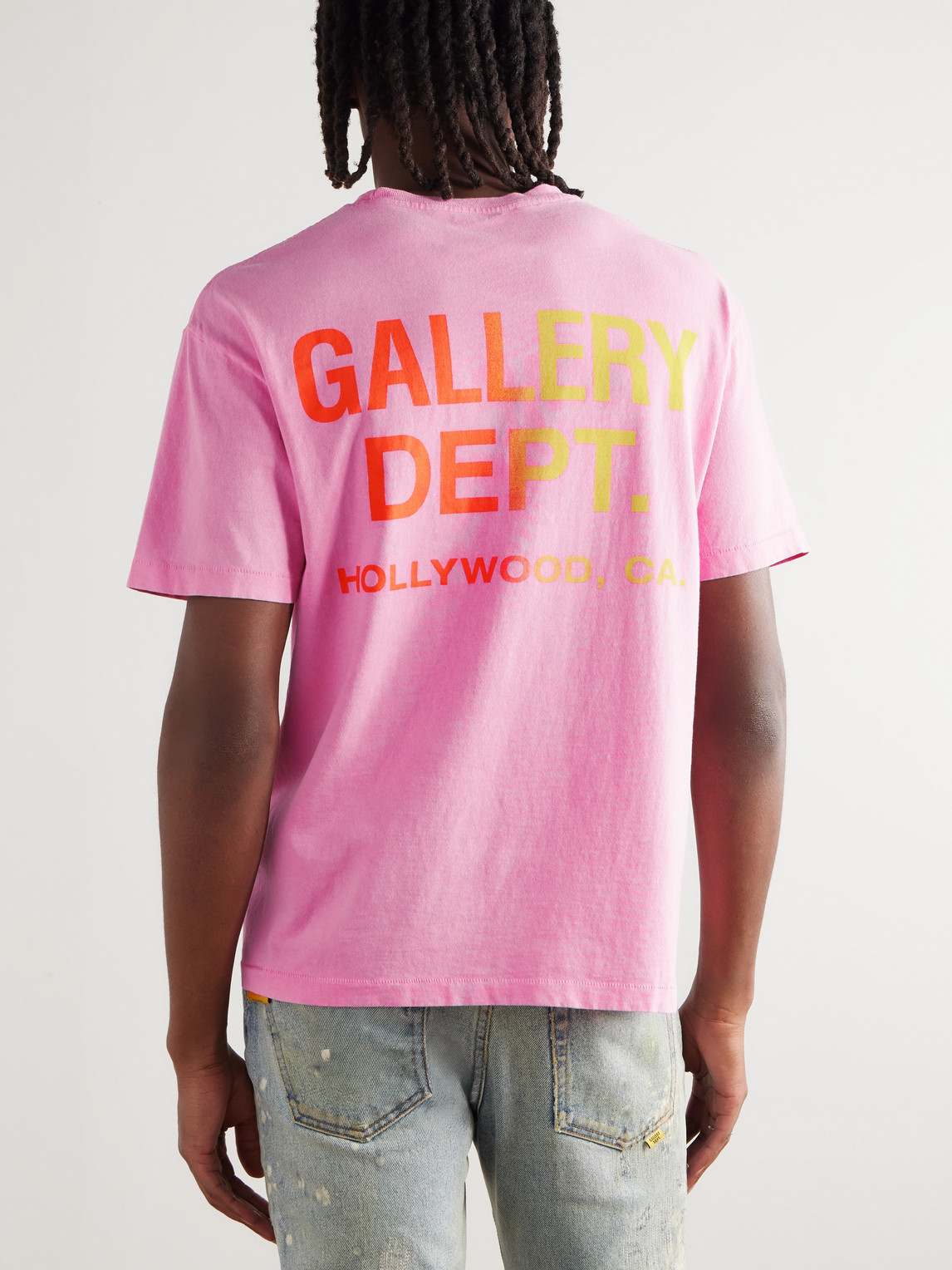 Gallery Dept. Boardwalk Logo-print Paint-splattered Cotton-jersey T-shirt In Pink