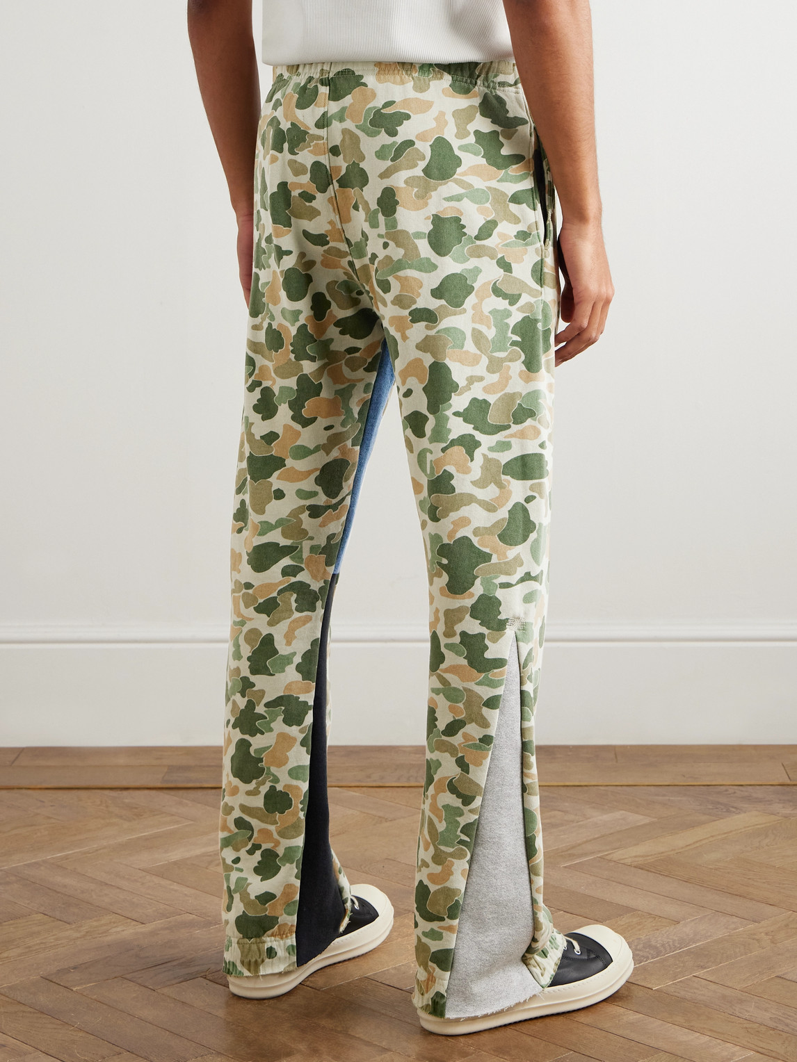 Gallery Dept. Flared Patchwork Camouflage And Logo-print Cotton-jersey Sweatpants In Multi