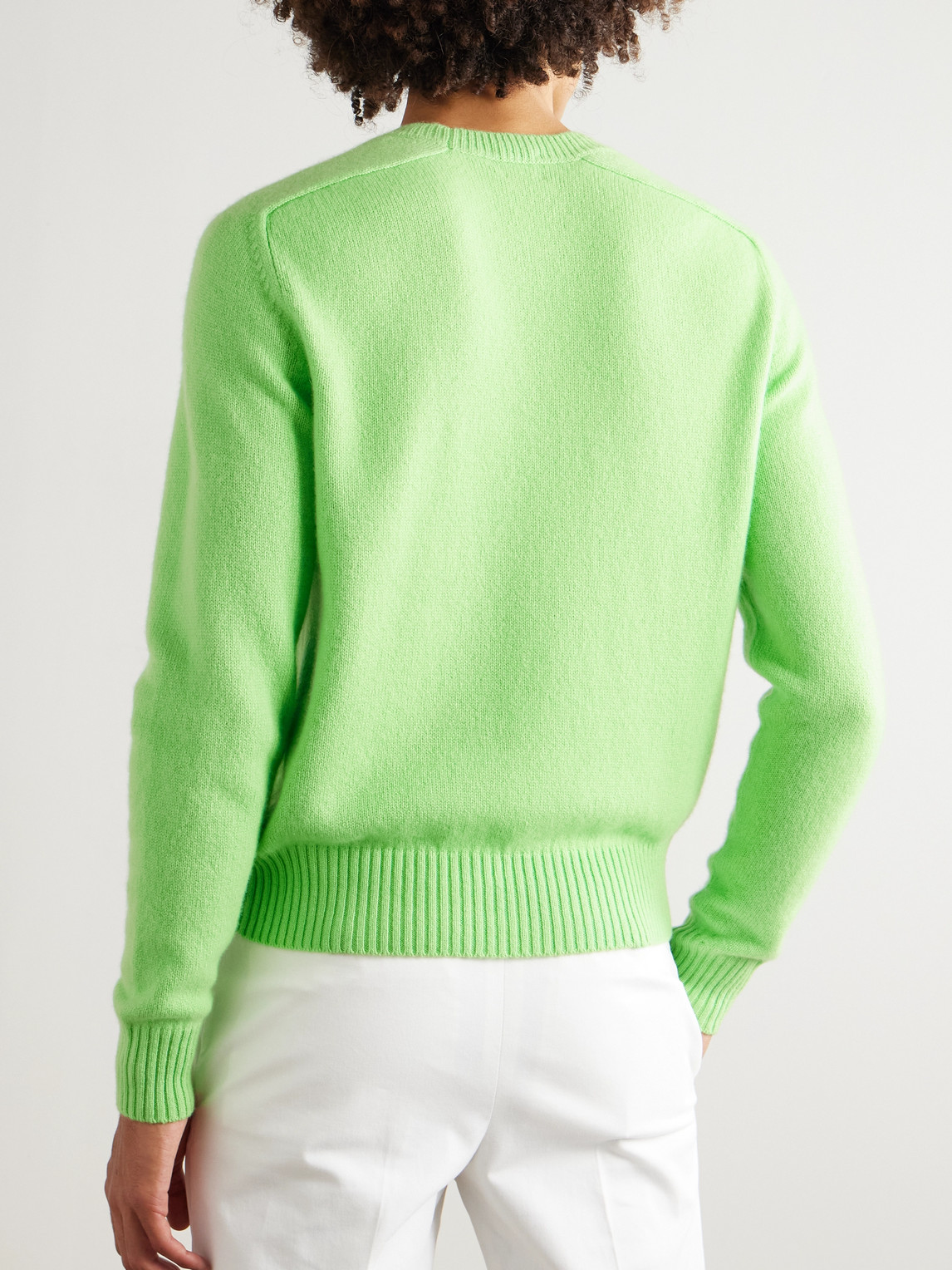 Tom Ford Felted Pure Cashmere Long Sleeves Crew Neck Sweater In Multi