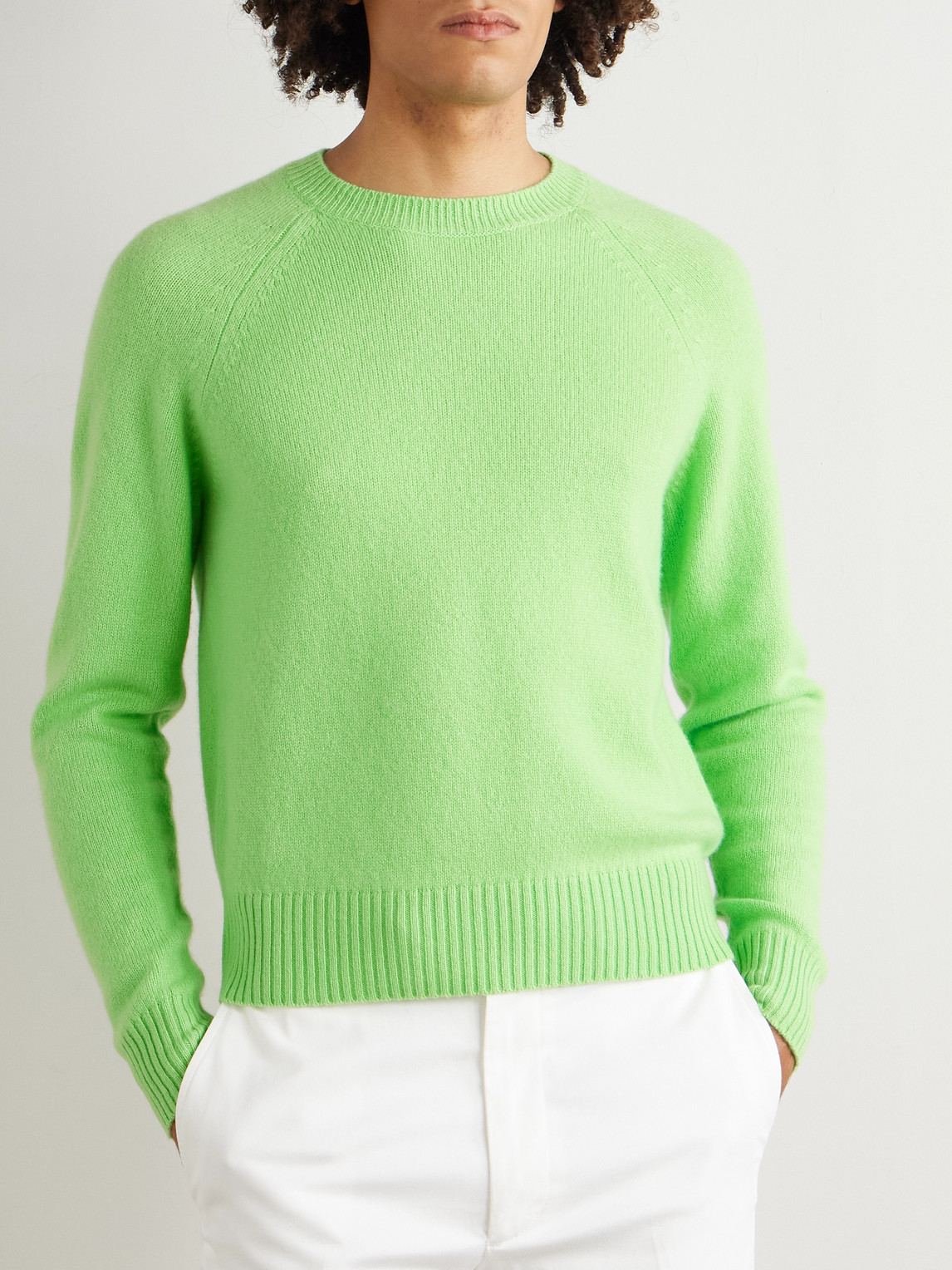 Tom Ford Felted Pure Cashmere Long Sleeves Crew Neck Sweater In Multi