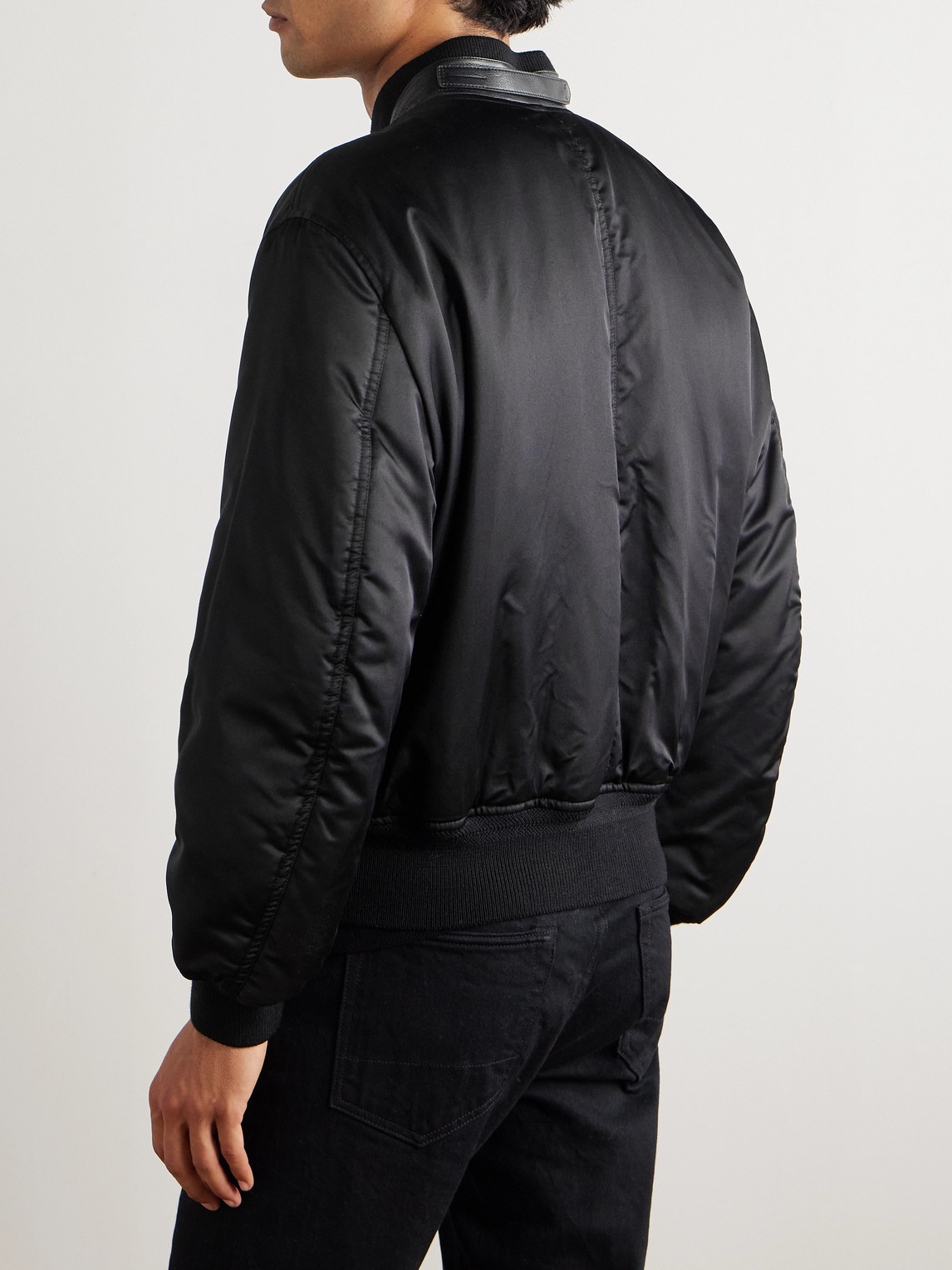 Tom Ford Silk-satin Padded Bomber Jacket In Black