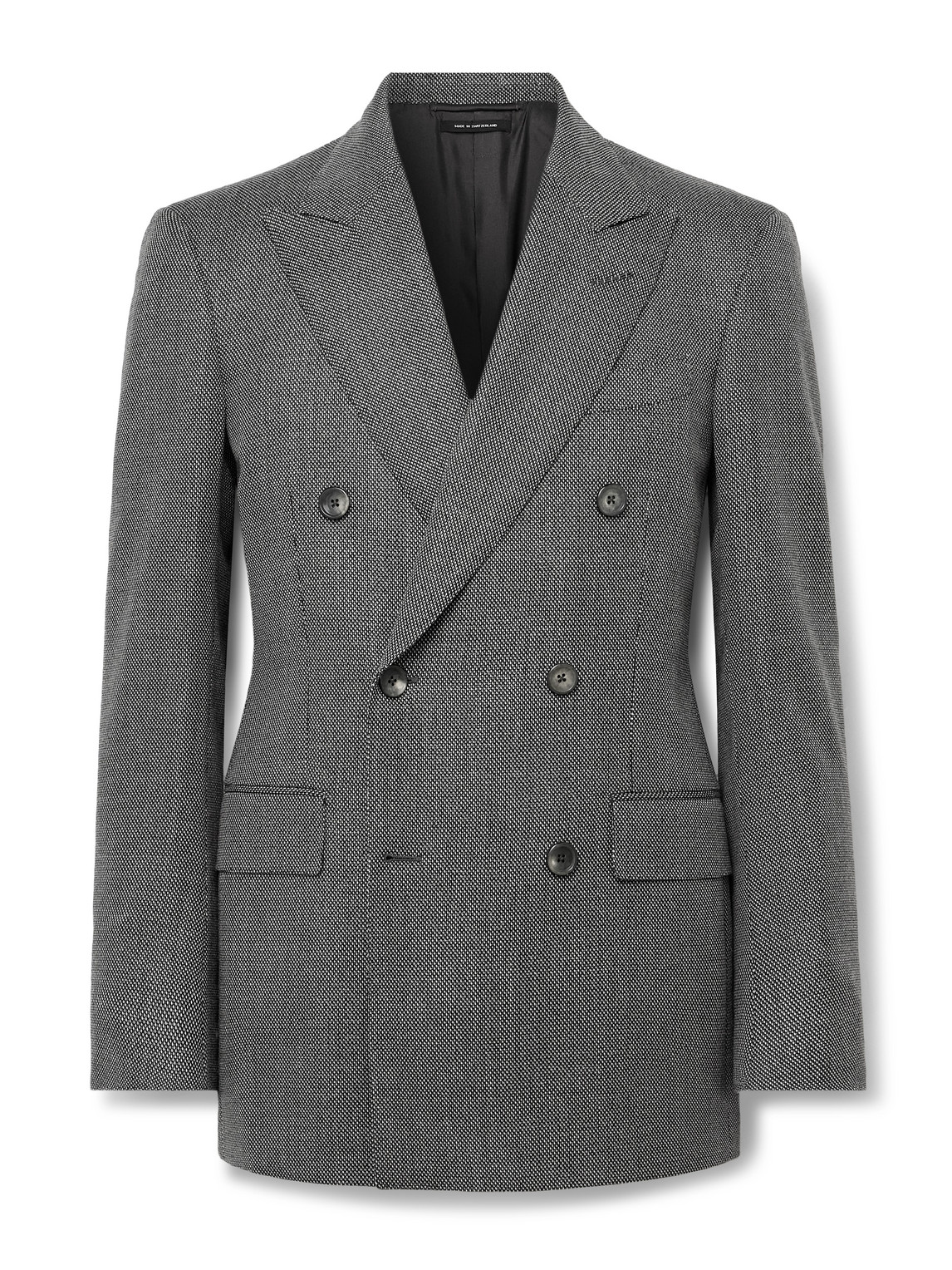 Tom Ford Double-breasted Birdseye Wool Suit Jacket In Gray