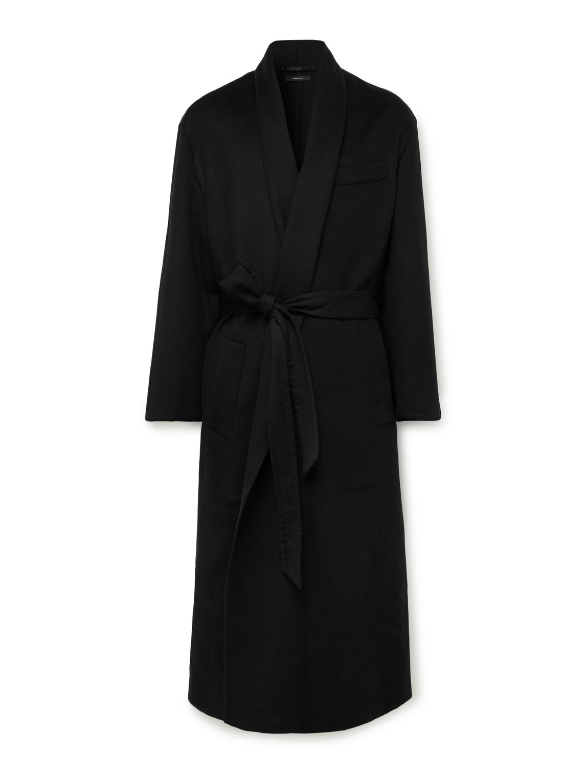 Tom Ford Oversized Shawl-collar Belted Wool And Silk-blend Felt Coat In Black