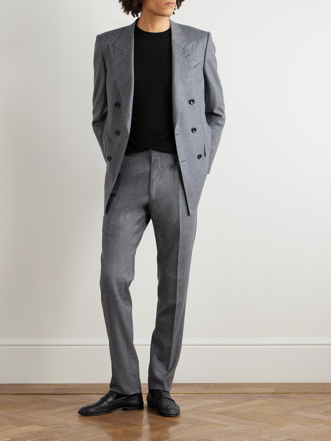 Tom Ford Fine Gauge Wool Knit Crewneck Sweater In Black