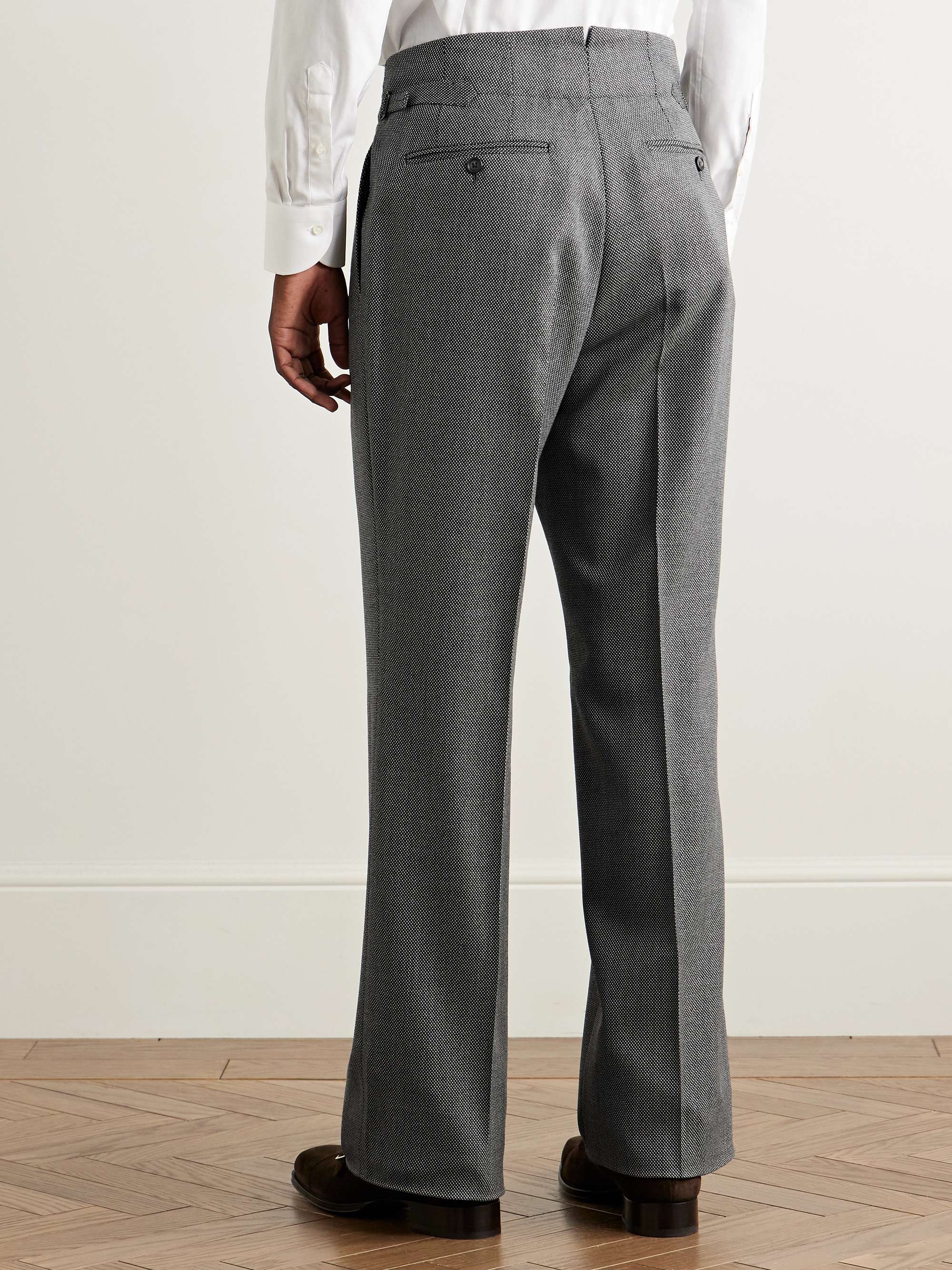 TOM FORD Straight-Leg Pleated Birdseye Wool Suit Trousers