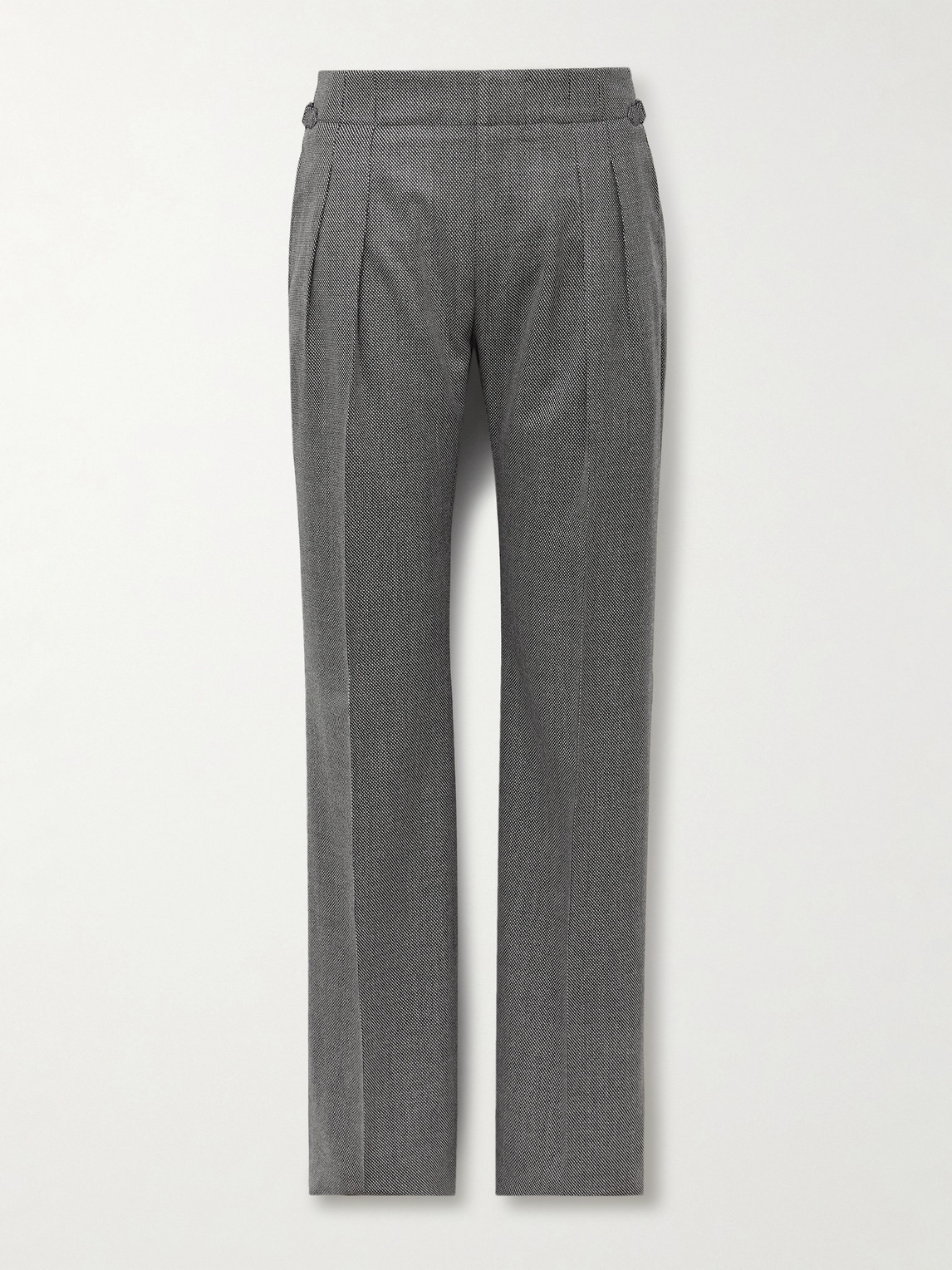 Tom Ford Straight-leg Pleated Birdseye Wool Suit Trousers In Gray